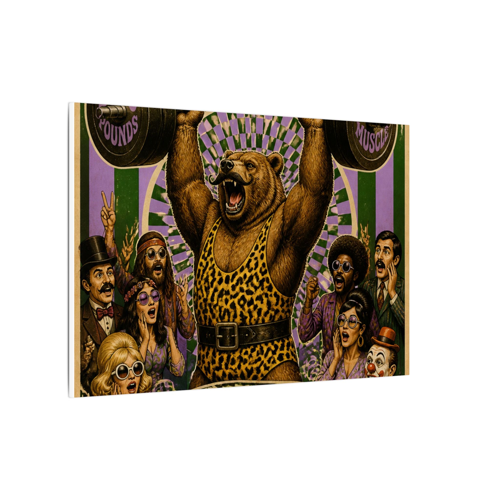 Strongman Bear Wall Art Canvas 24×36 Psychedelic Dining Room Decor Maximalist Print