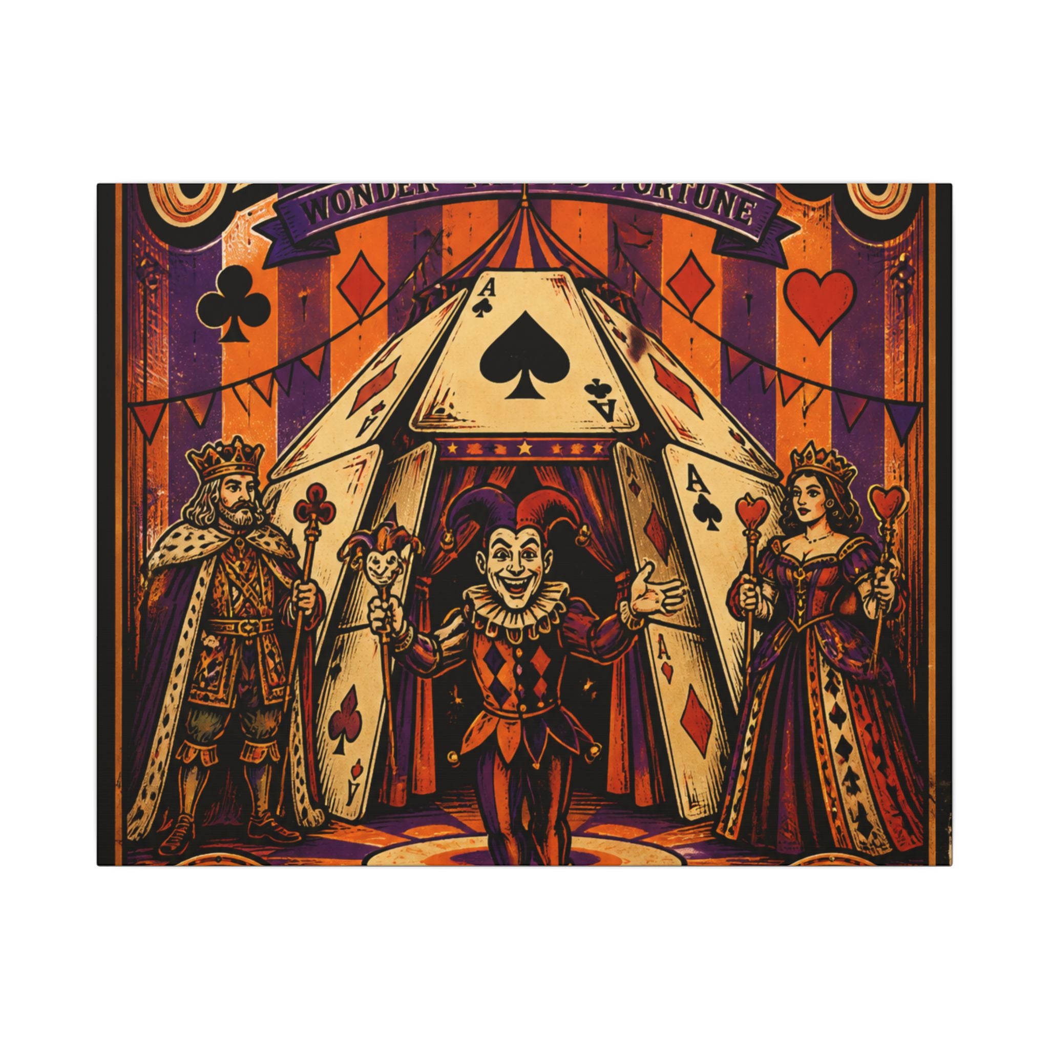 Playing Cards Tent Wall Art Canvas 24×36 Vintage Circus Bedroom Decor Maximalist Print