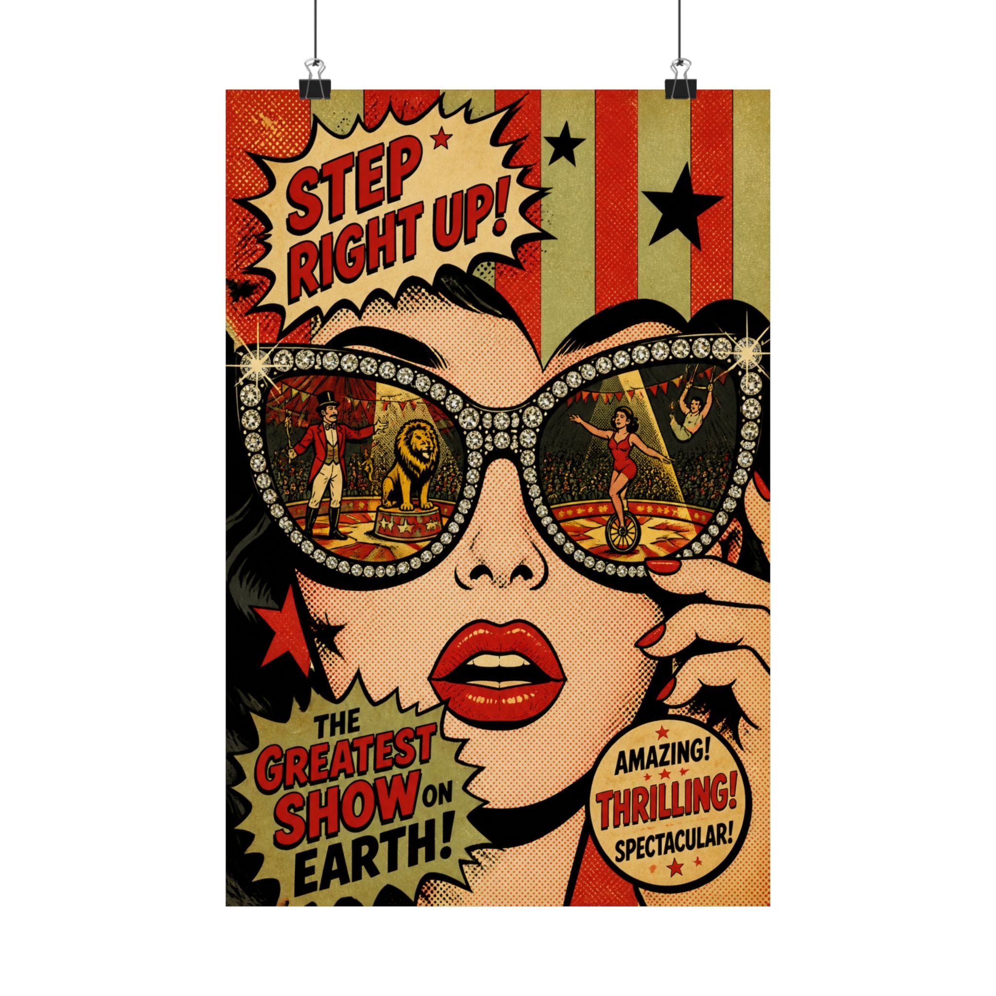 Sunglasses Circus Ring Wall Art Poster 24×36 Pop Art Restaurant Decor Maximalist Print