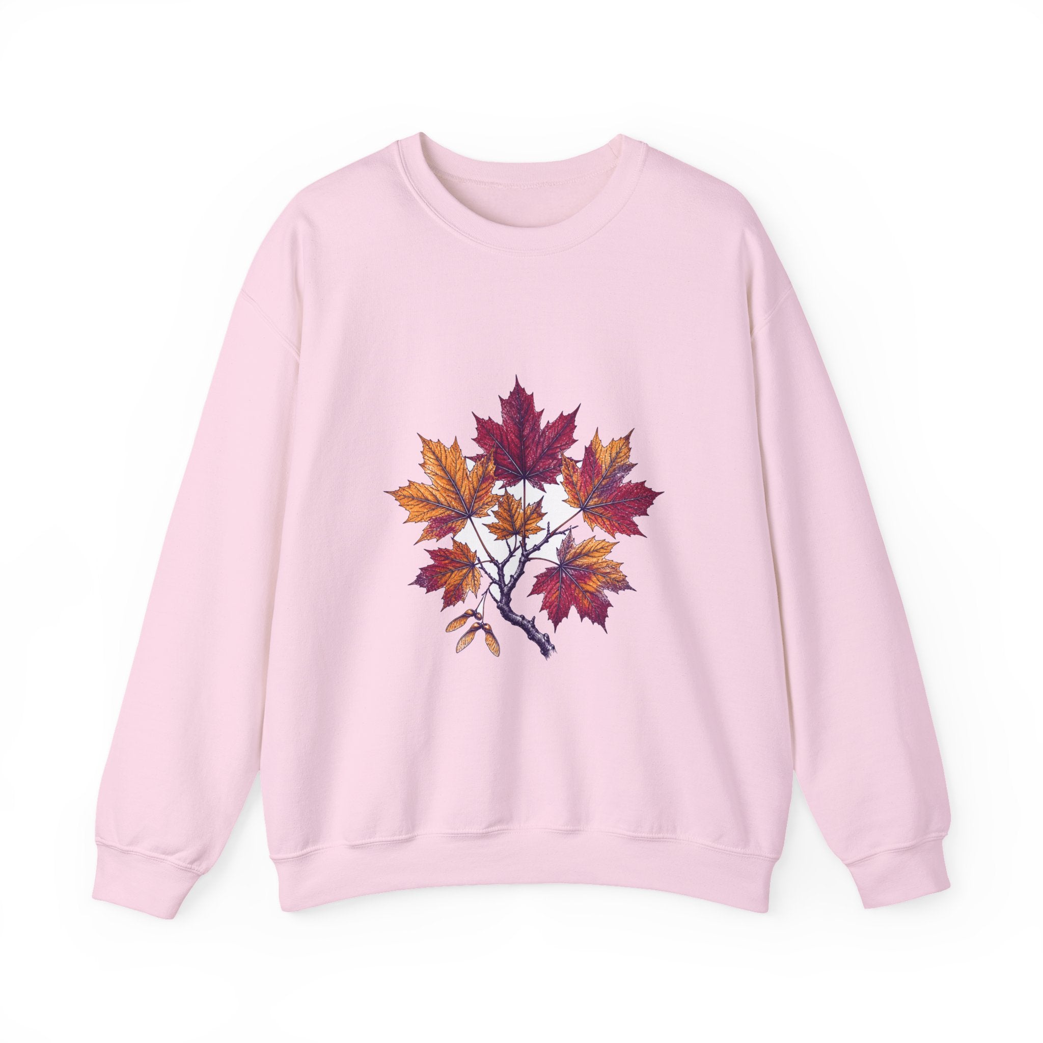 Matching Couple Sweatshirt - Cherry Blossom & Maple Leaf Matching Couple Comfort Colors Crew Hand-Drawn Art His Hers Anniversary Gift - Design B