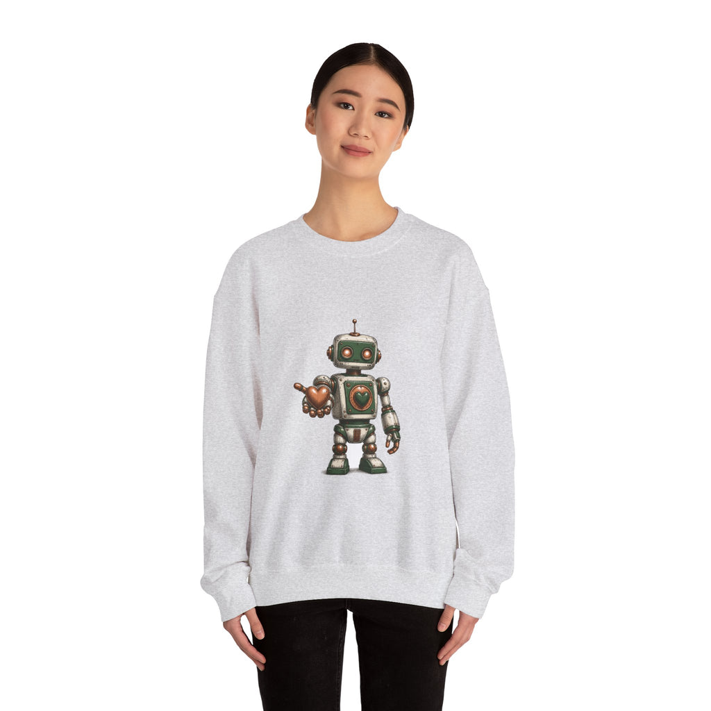 Matching Couple Sweatshirt - Robot & Heart Matching Couple Crewneck Sweatshirt Hand-Drawn Art His Hers Best Friend Gift - Design A