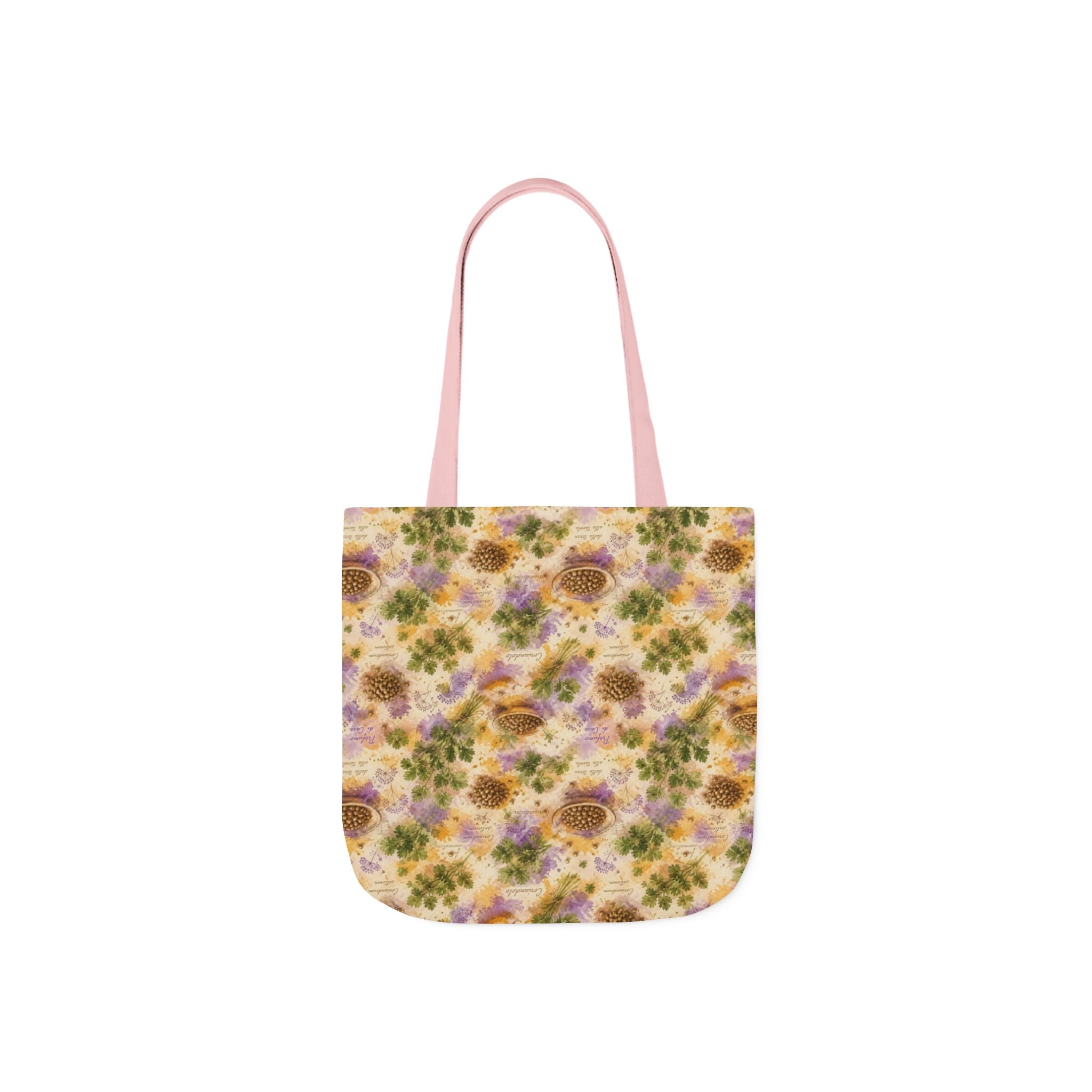 Coriander & Seeds Canvas Tote Bag Mediterranean Kitchen Watercolor Splash Design Italian Cottagecore Gift