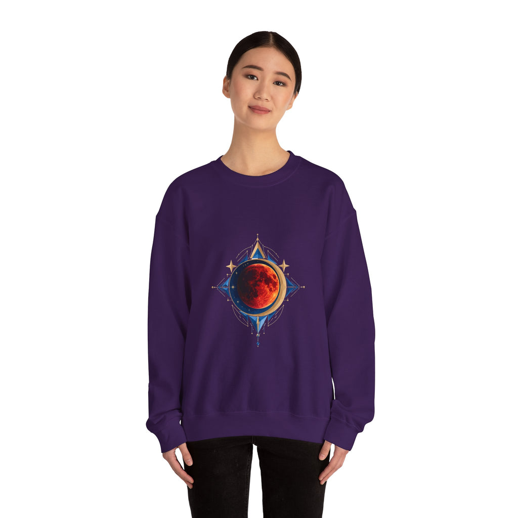 Matching Couple Sweatshirt - Solar & Lunar Eclipse Matching Couple Crewneck Sweatshirt Geometric Art His Hers Couple Gift - Design B