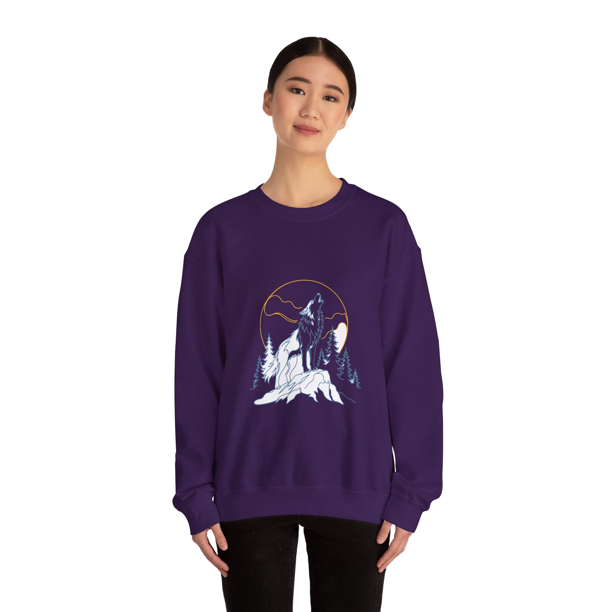 Matching Couple Sweatshirt - Wolf & Dove Matching Couple Crewneck Sweatshirt Minimalist Art His Hers Valentine Gift - Design A