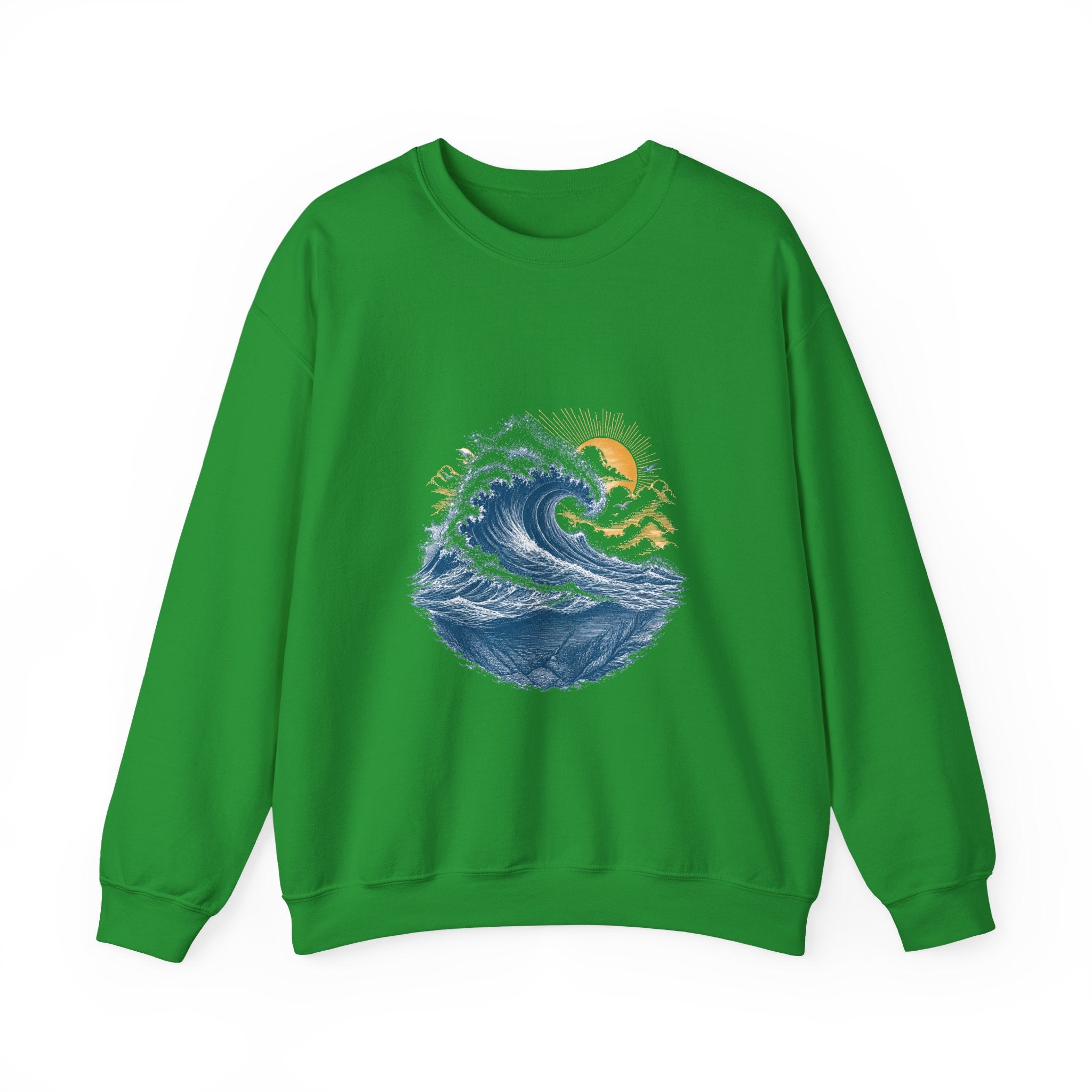 Matching Couple Sweatshirt - Mountain & Ocean Matching Couple Premium Fleece Sweatshirt Vintage Art His Hers Honeymoon Gift - Design B