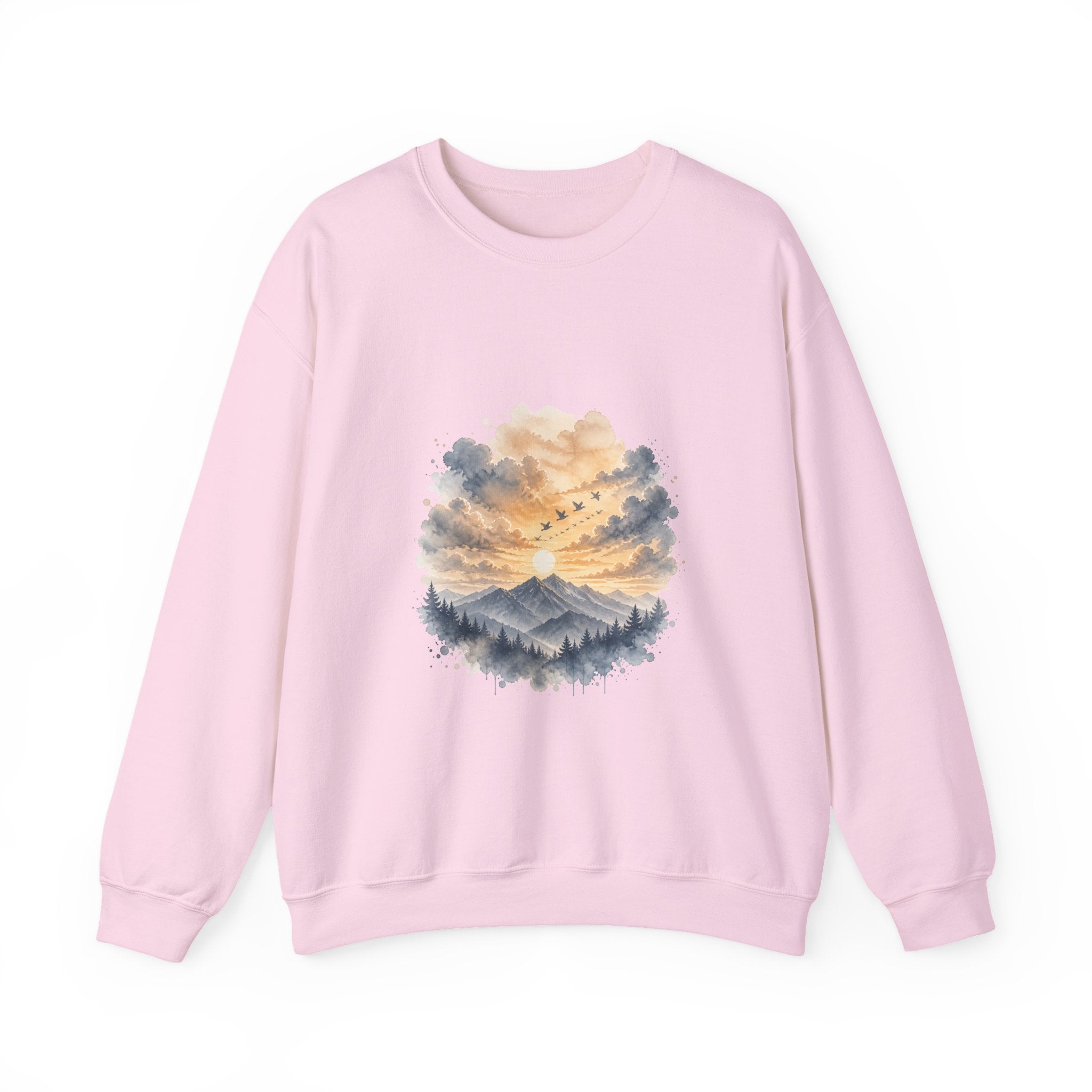 Matching Couple Sweatshirt - Sunrise & Sunset Matching Couple Premium Fleece Sweatshirt Watercolor Art His Hers Birthday Gift - Design B