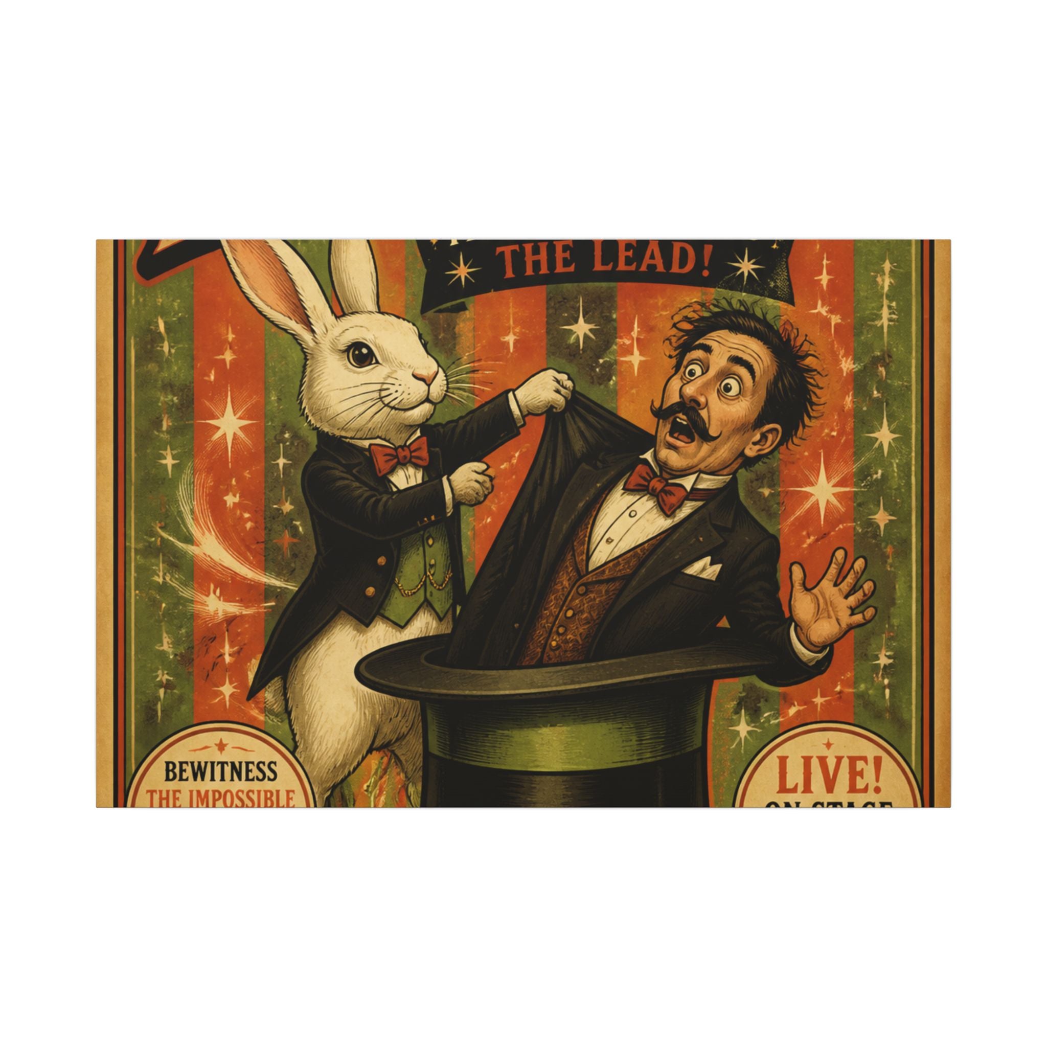 Magic Hat Rabbit Wall Art Canvas 16×20 Vintage Circus Kitchen Decor Maximalist Print