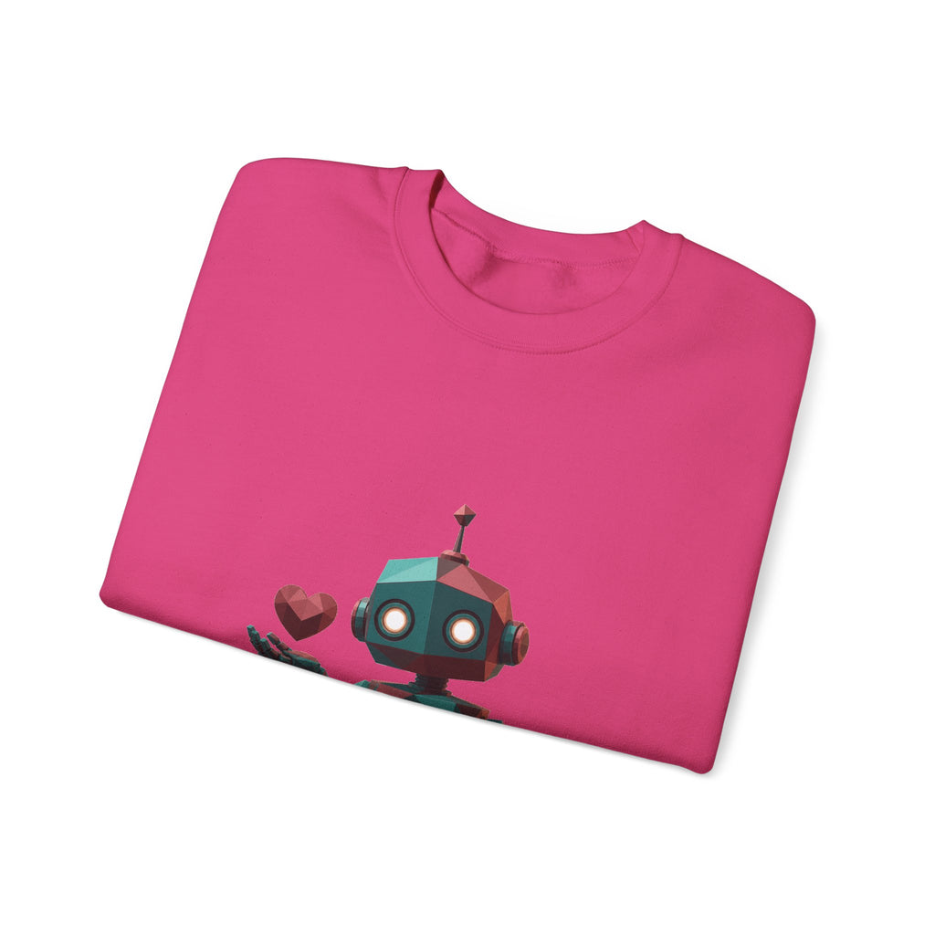 Matching Couple Sweatshirt - Robot & Heart Matching Couple Comfort Colors Crew Geometric Art His Hers Love Gift - Design A