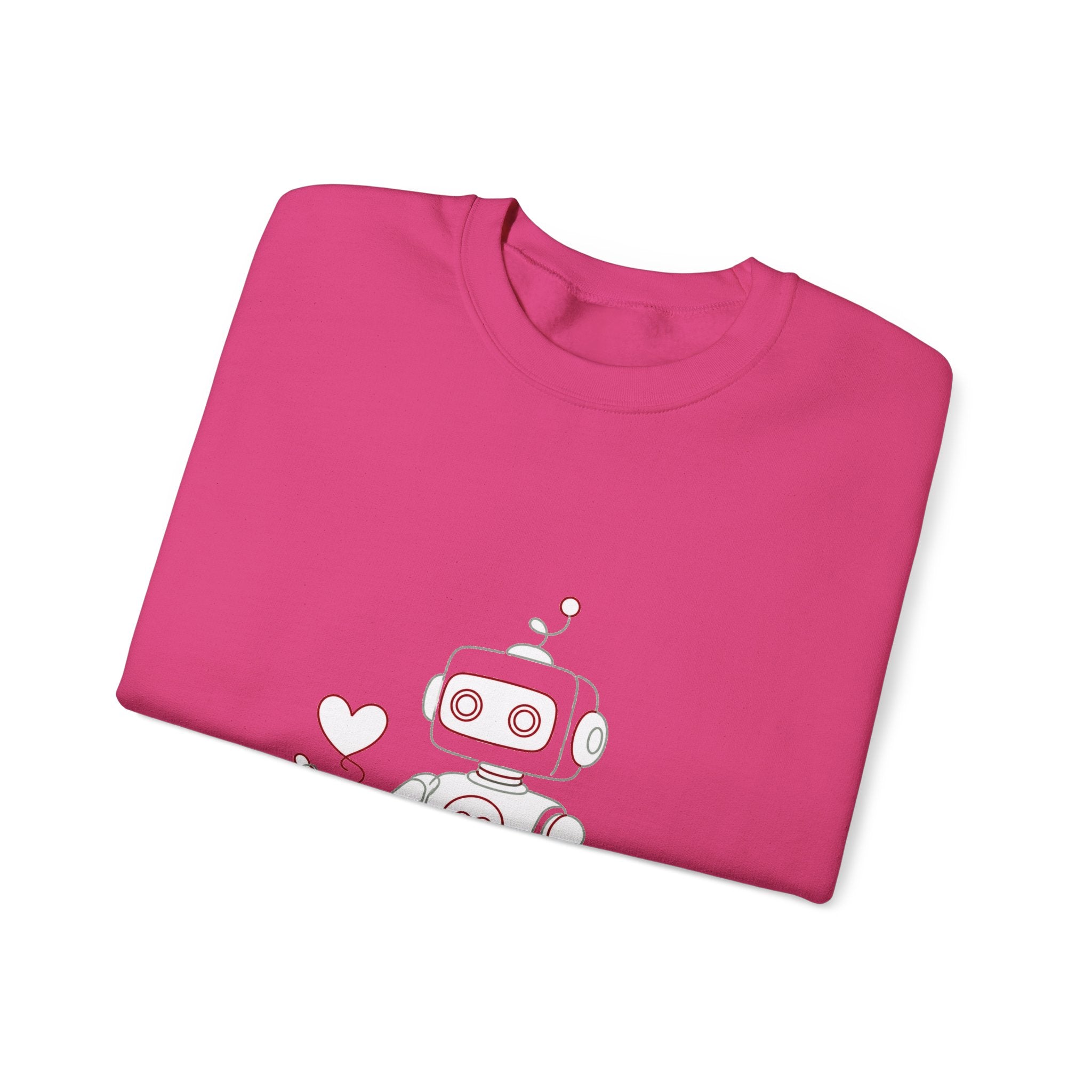 Matching Couple Sweatshirt - Robot & Heart Matching Couple Premium Fleece Sweatshirt Minimalist Art His Hers Christmas Gift - Design A