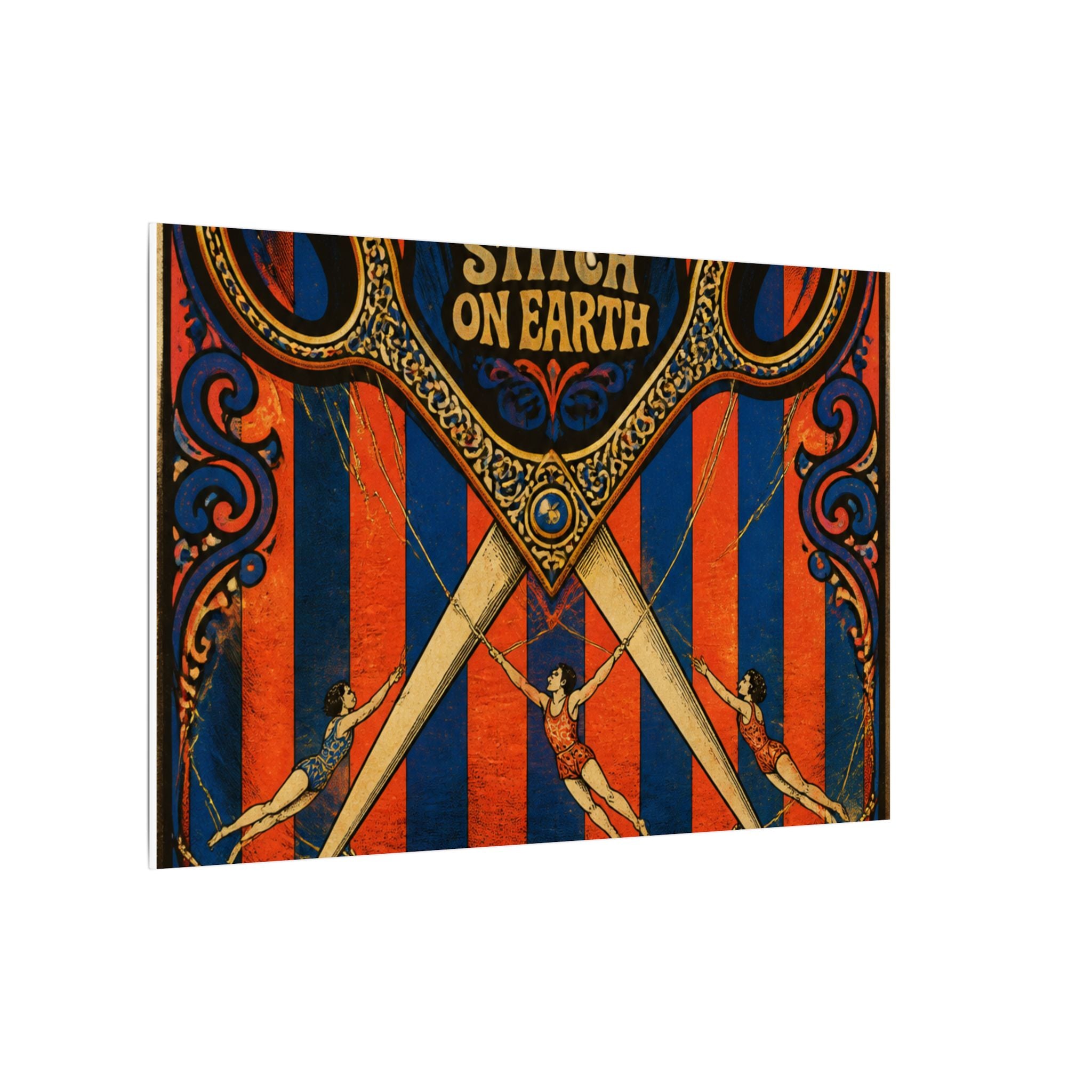 Giant Scissors Trapeze Wall Art Canvas 24×36 Psychedelic Dining Room Decor Maximalist Print