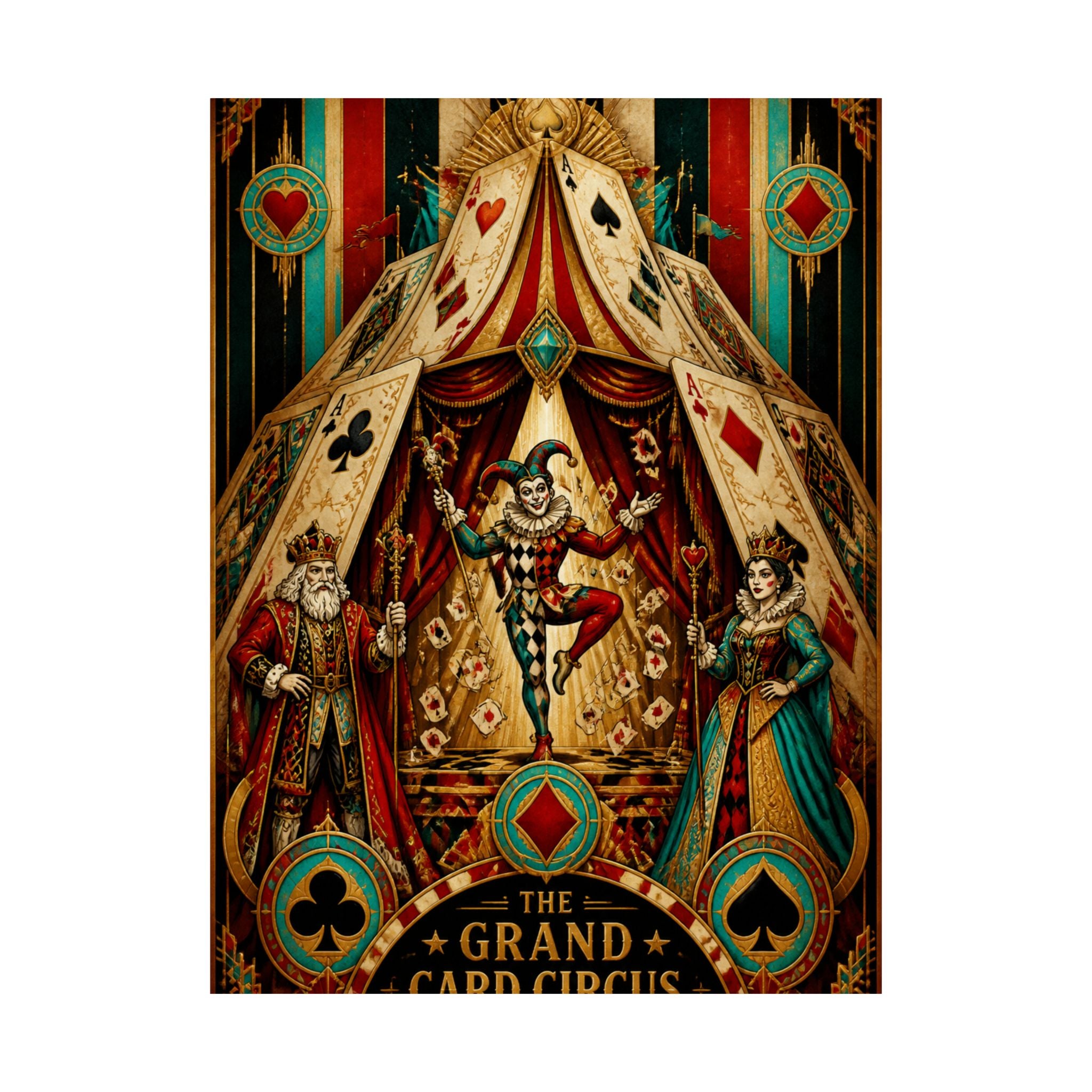 Playing Cards Tent Wall Art Poster 18×24 Art Deco Entryway Decor Maximalist Print