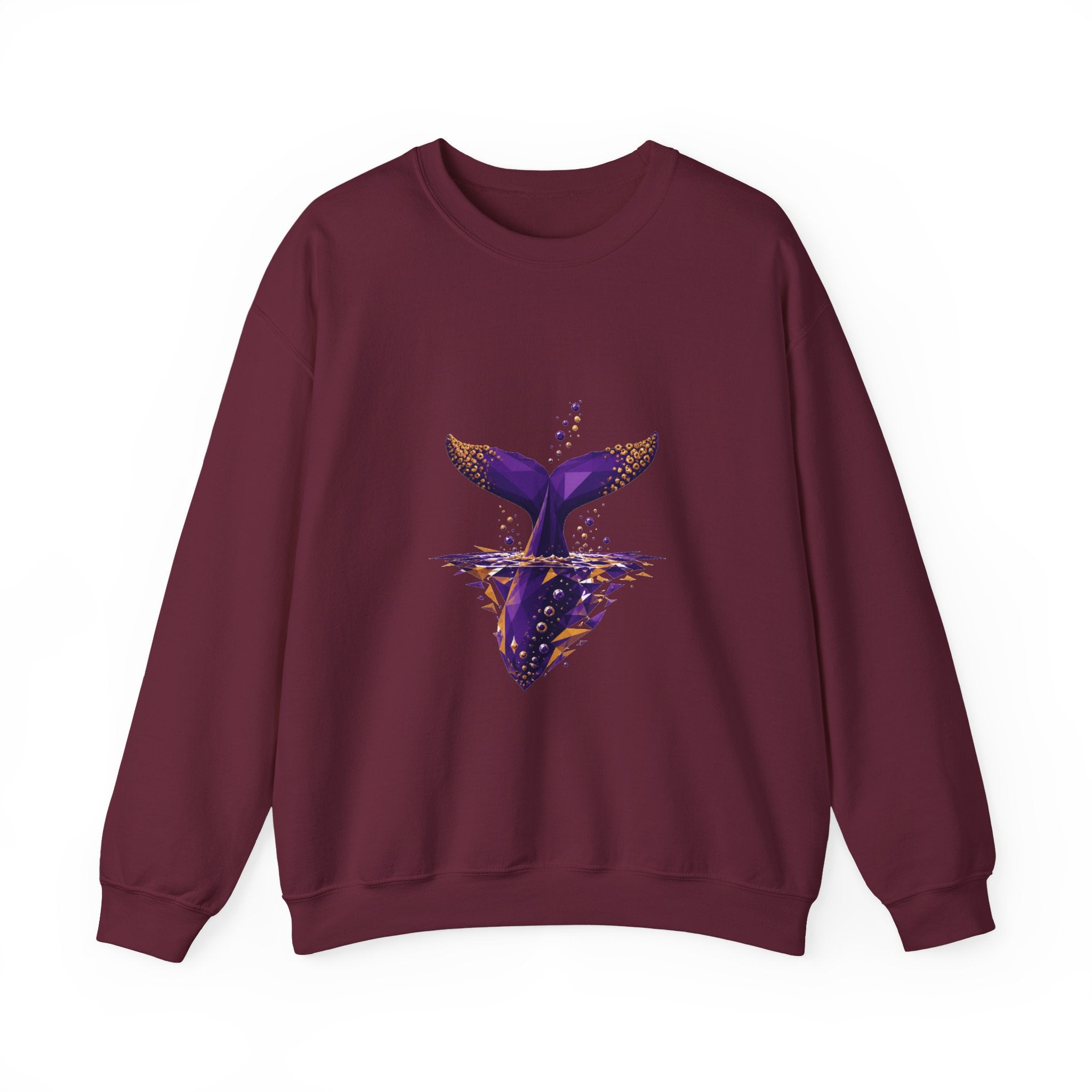 Matching Couple Sweatshirt - Eagle & Whale Matching Couple Premium Fleece Sweatshirt Geometric Art His Hers Love Gift - Design B