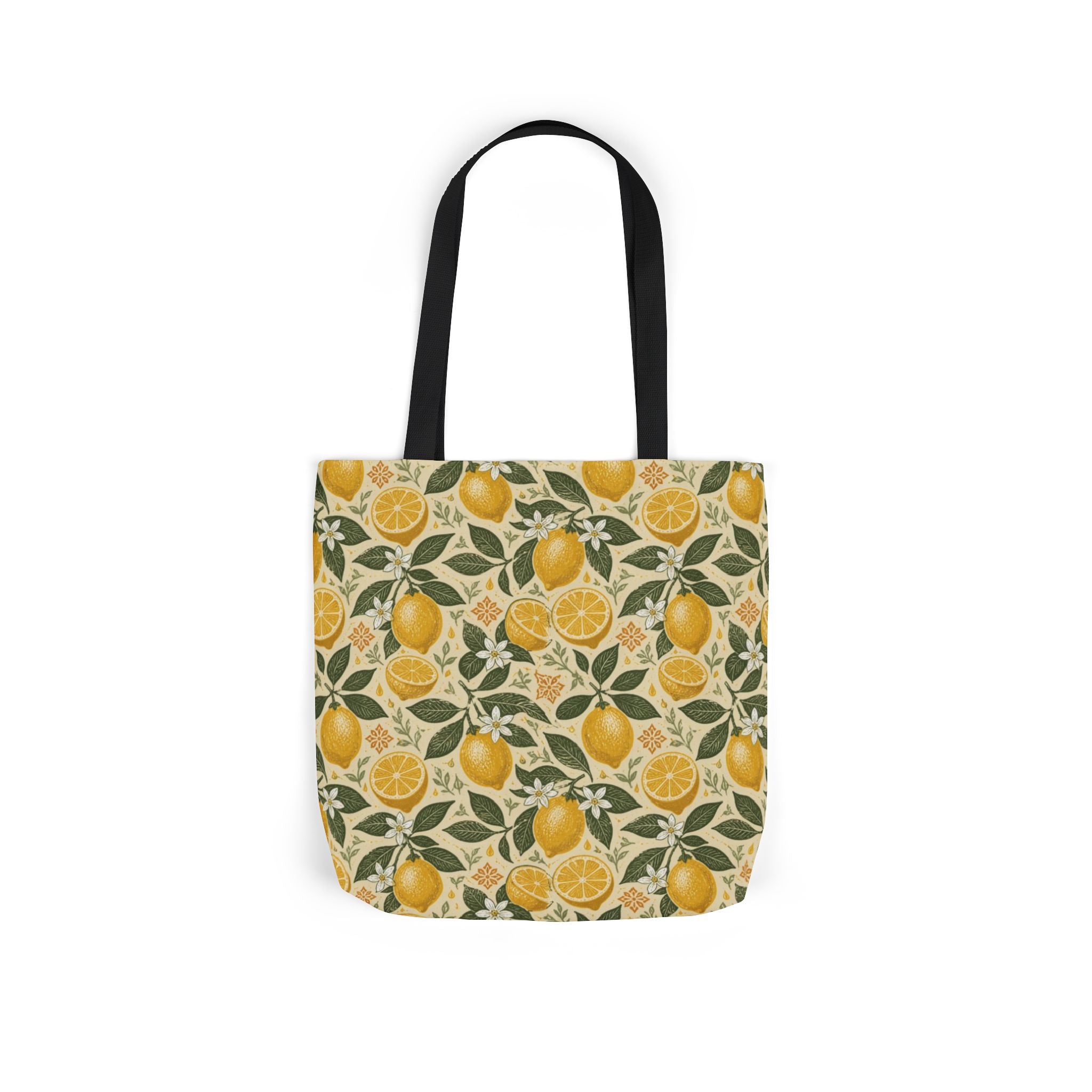 Meyer Lemons Canvas Tote Bag Mediterranean Kitchen Linocut Design Italian Cottagecore Gift