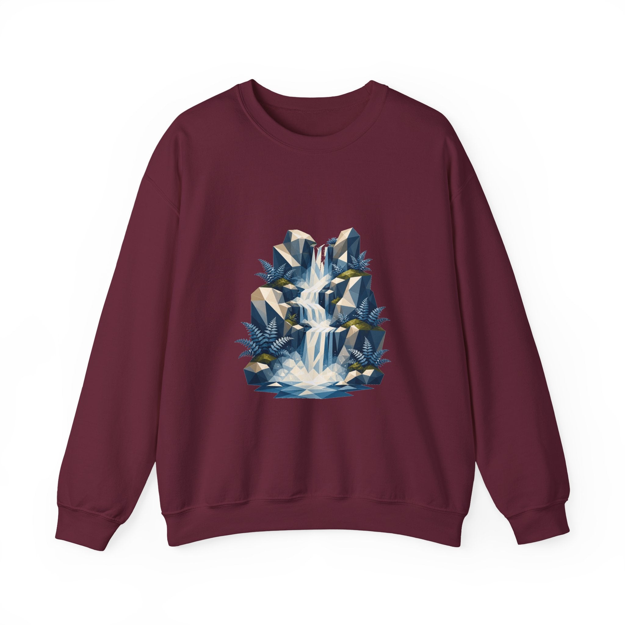 Matching Couple Sweatshirt - Wildfire & Waterfall Matching Couple Crewneck Sweatshirt Geometric Art His Hers Couple Gift - Design B