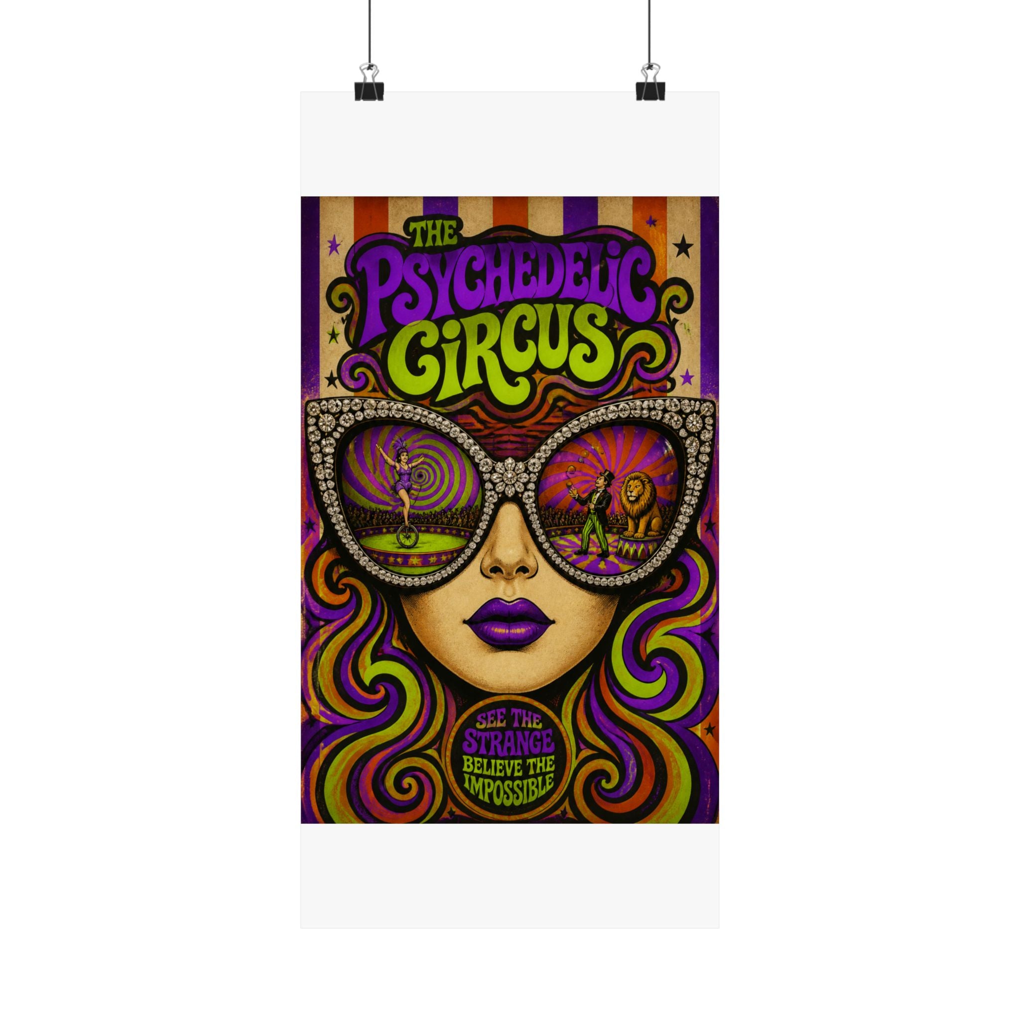 Sunglasses Circus Ring Wall Art Poster 24×36 Psychedelic Dining Room Decor Maximalist Print