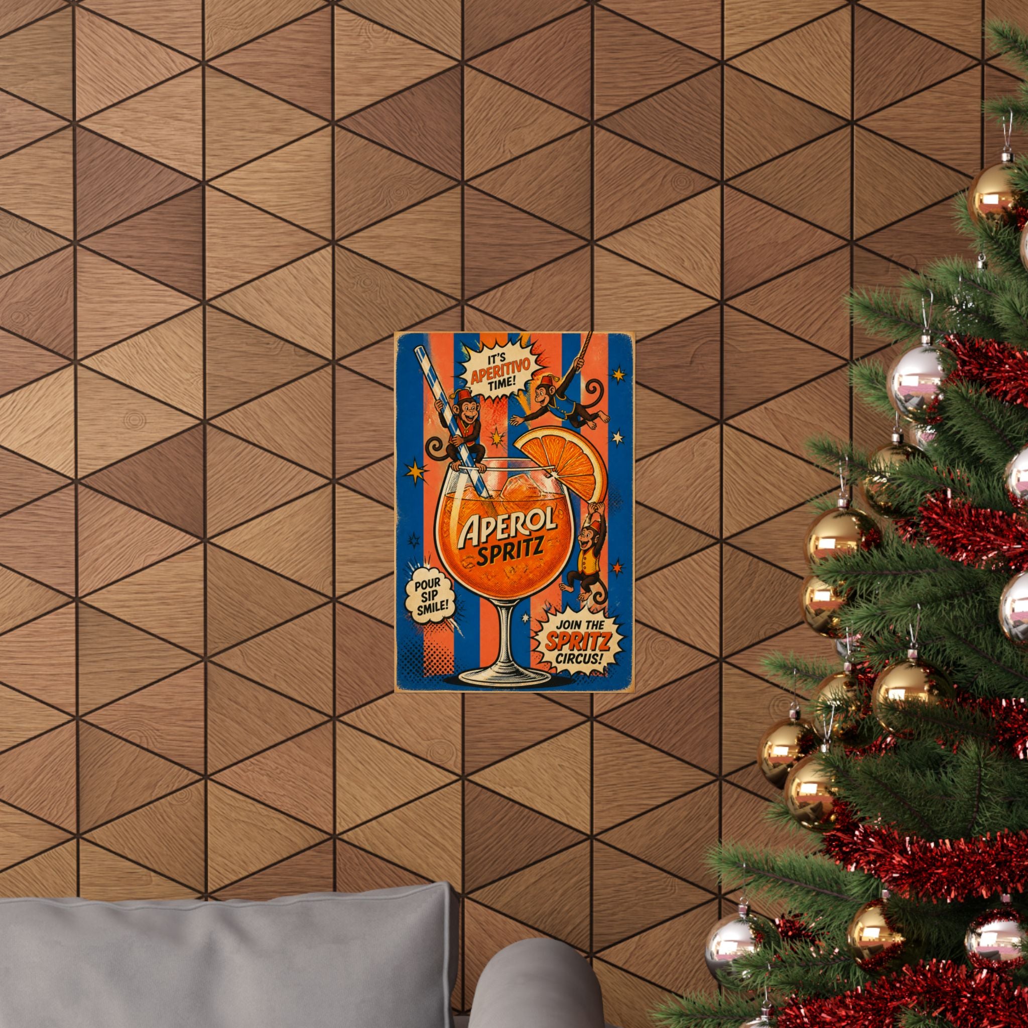 Aperol Spritz Monkeys Wall Art Poster 18×24 Pop Art Living Room Decor Maximalist Print