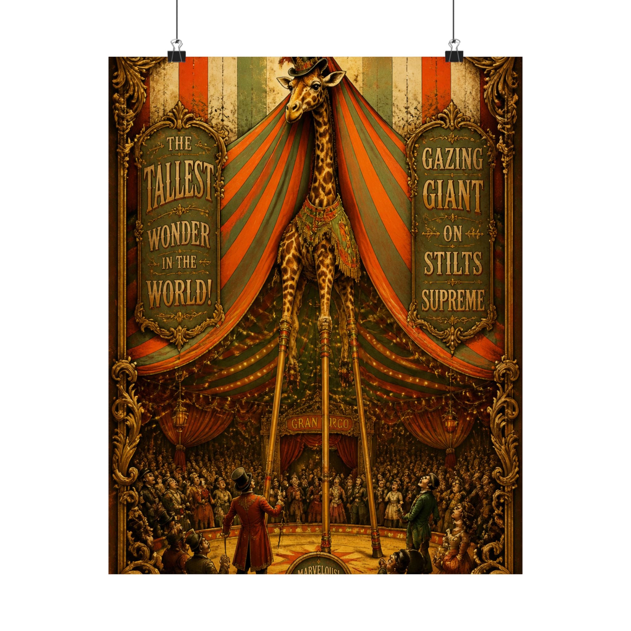 Giraffe on Stilts Wall Art Poster 24×36 Baroque Studio Decor Maximalist Print