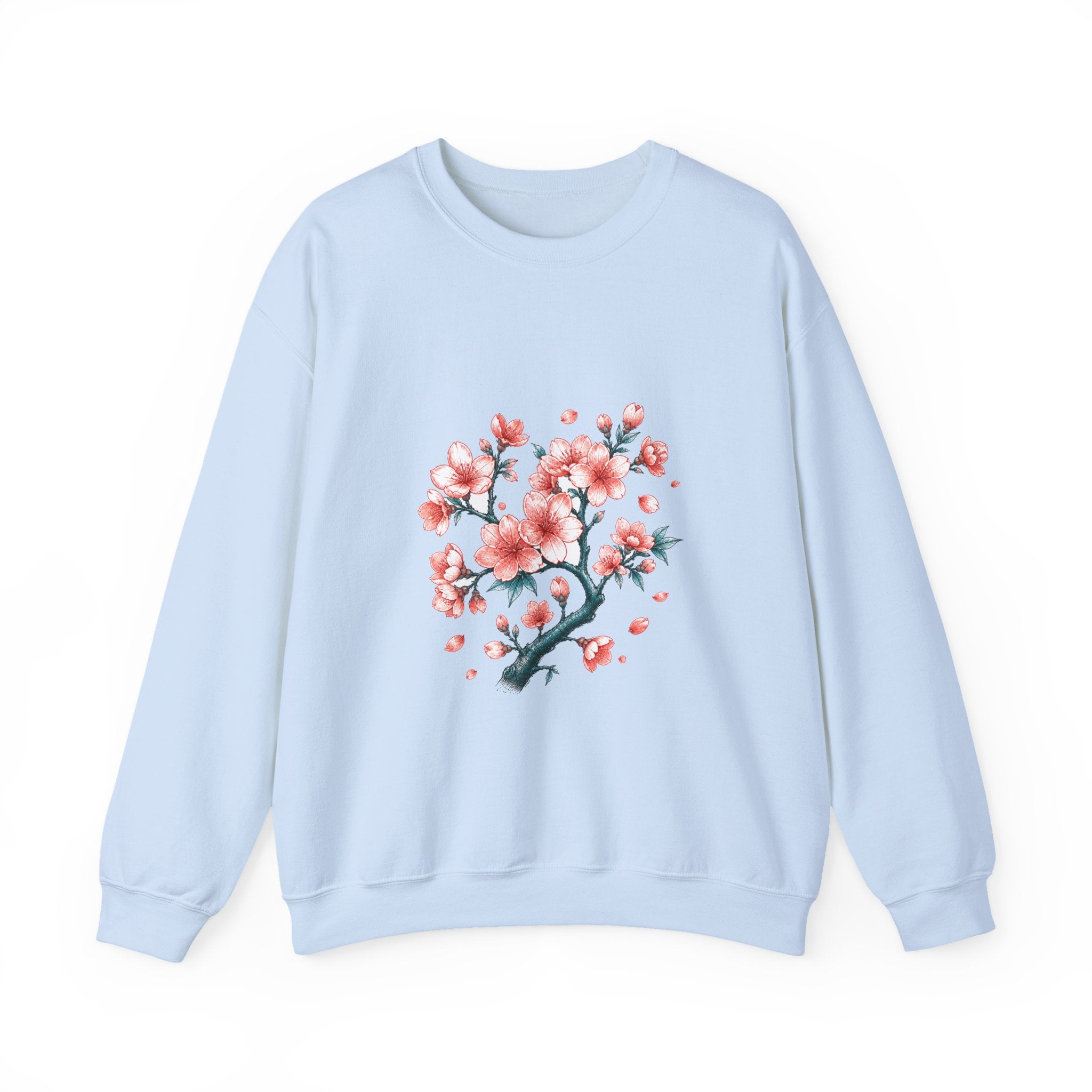 Matching Couple Sweatshirt - Cherry Blossom & Maple Leaf Matching Couple Premium Fleece Sweatshirt Hand-Drawn Art His Hers Anniversary Gift - Design A