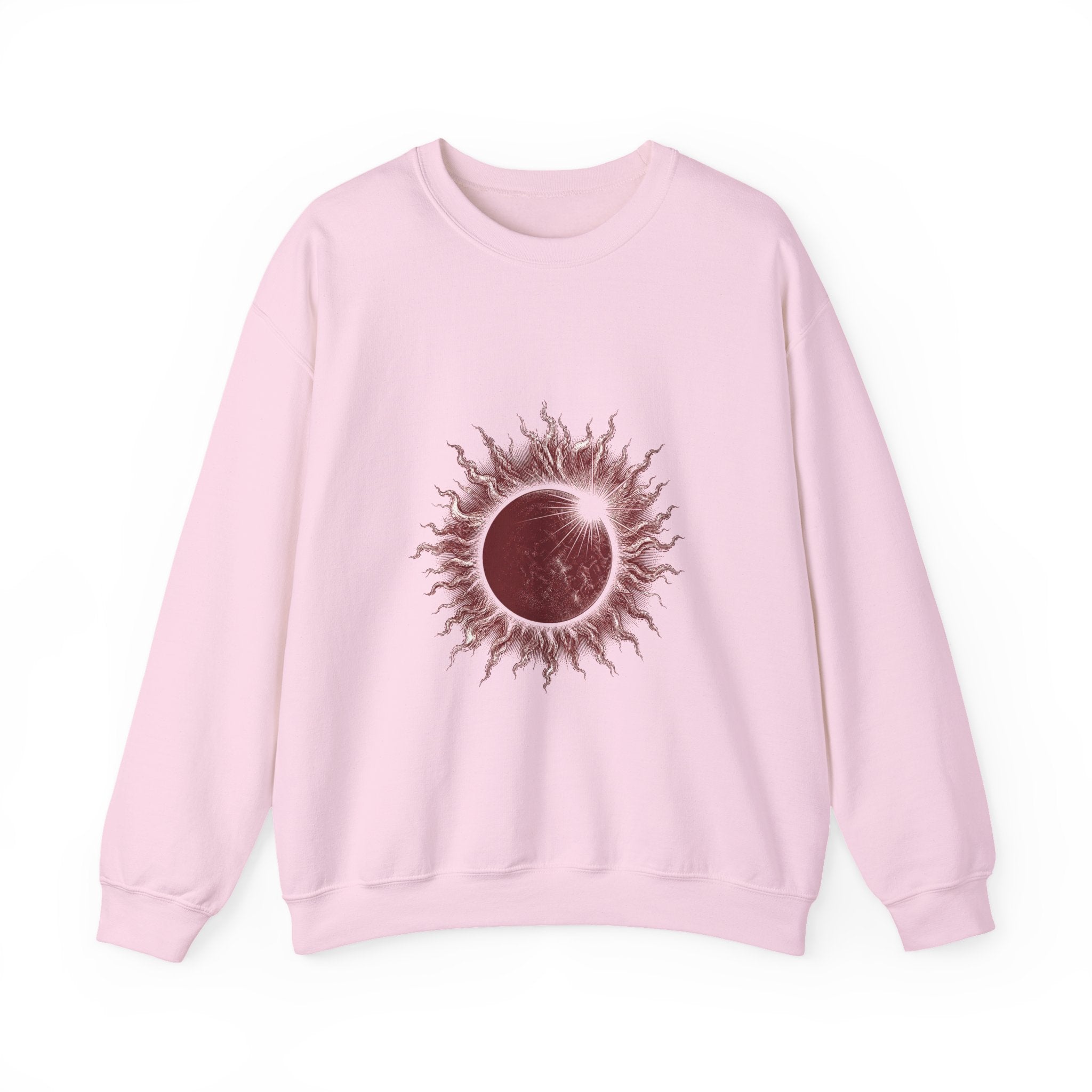 Matching Couple Sweatshirt - Solar & Lunar Eclipse Matching Couple Premium Fleece Sweatshirt Vintage Art His Hers Honeymoon Gift - Design A
