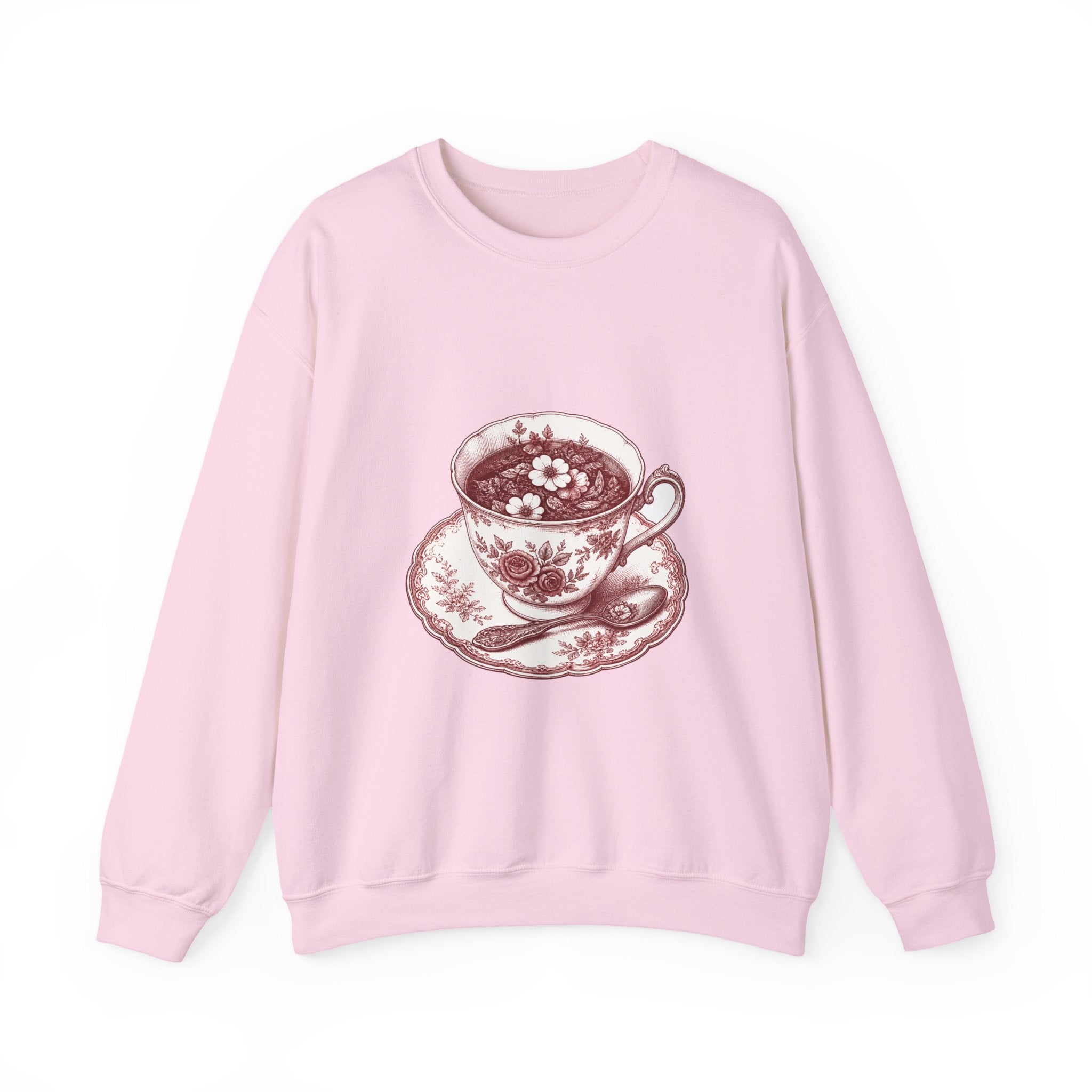 Matching Couple Sweatshirt - Coffee & Tea Matching Couple Comfort Colors Crew Hand-Drawn Art His Hers Anniversary Gift - Design B