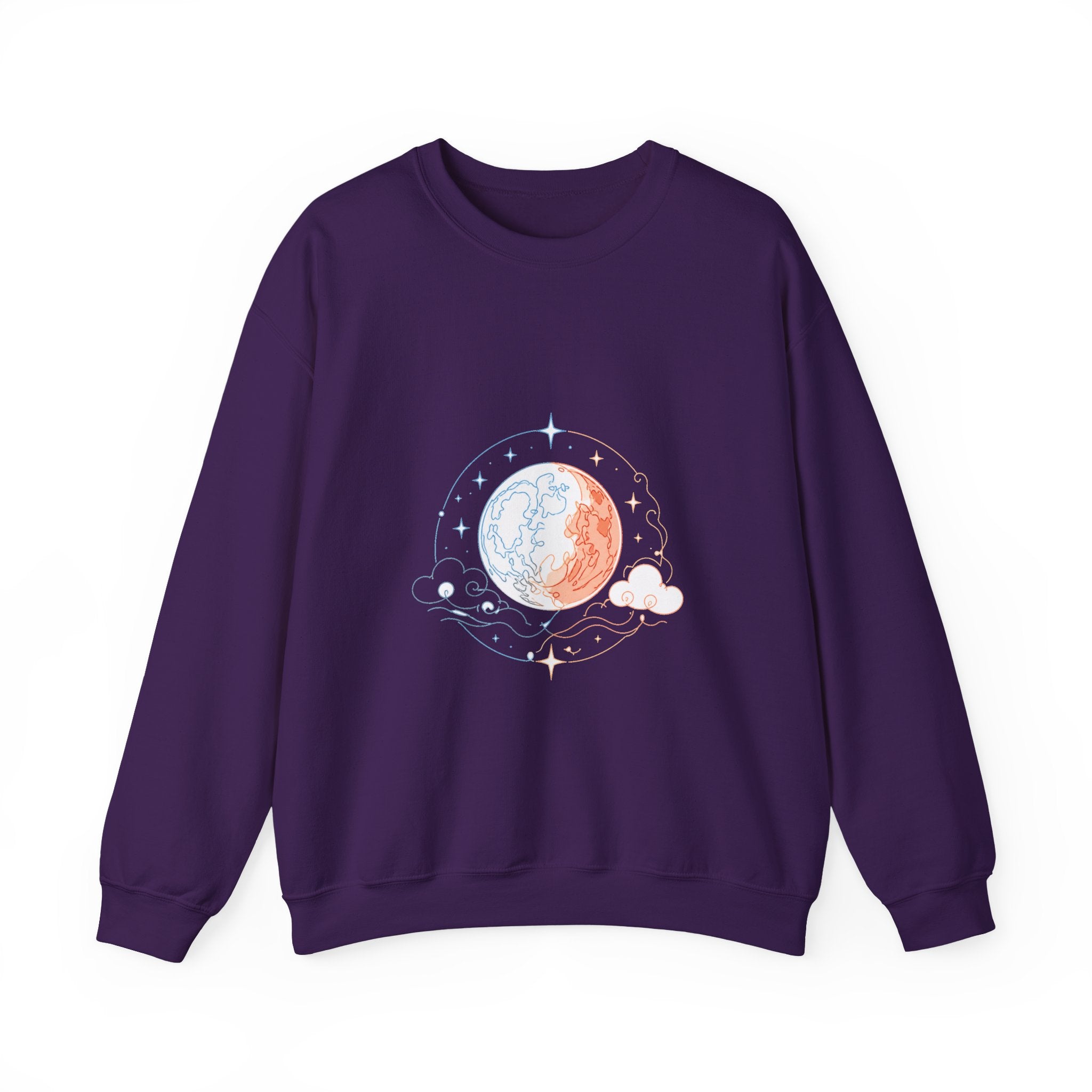 Matching Couple Sweatshirt - Solar & Lunar Eclipse Matching Couple Crewneck Sweatshirt Minimalist Art His Hers Valentine Gift - Design B