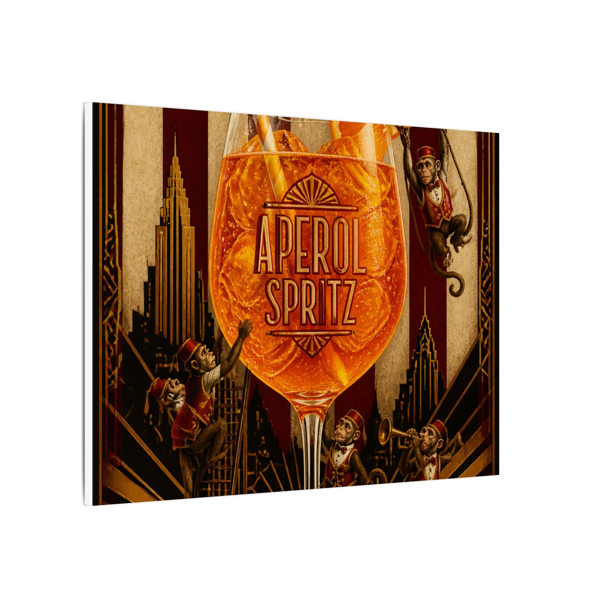 Aperol Spritz Monkeys Wall Art Canvas 24×36 Art Deco Bar Area Decor Maximalist Print