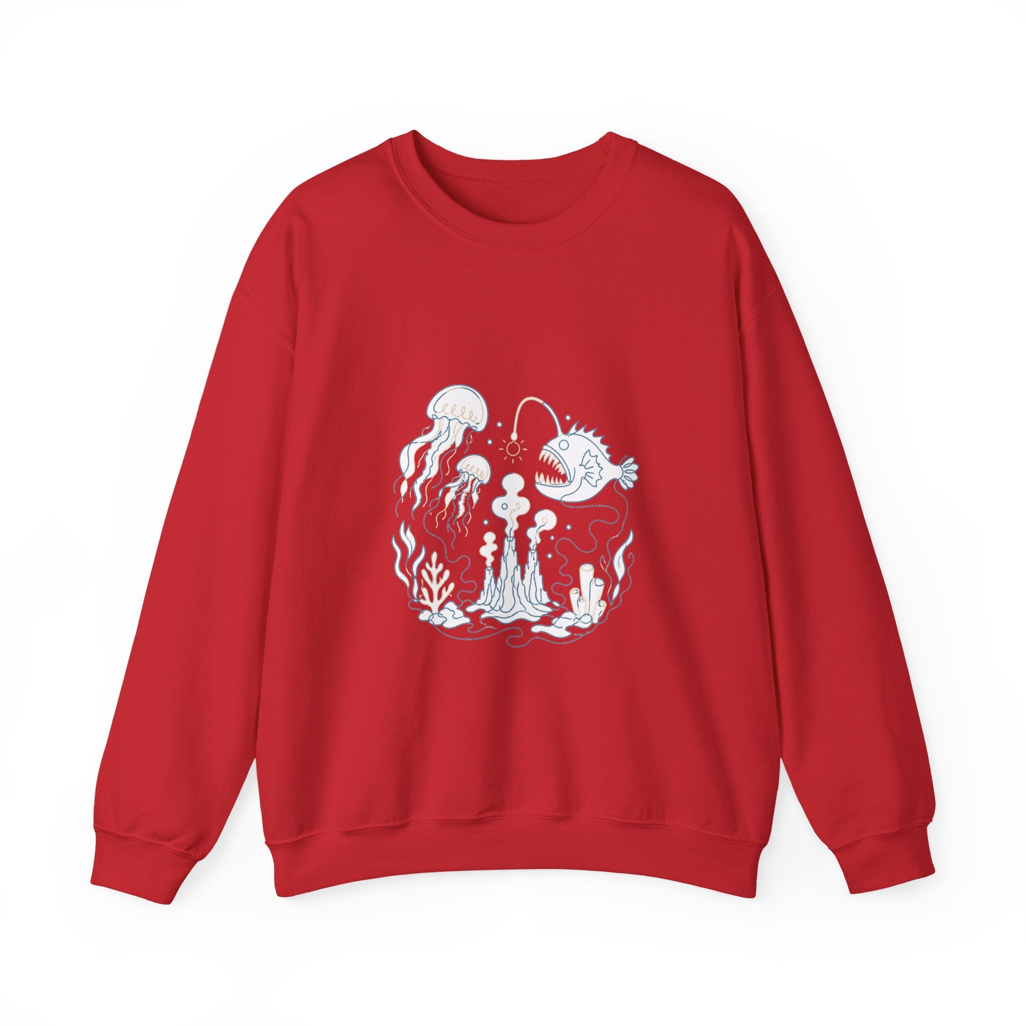 Matching Couple Sweatshirt - Coral Reef & Deep Sea Matching Couple Comfort Colors Crew Minimalist Art His Hers Christmas Gift - Design B