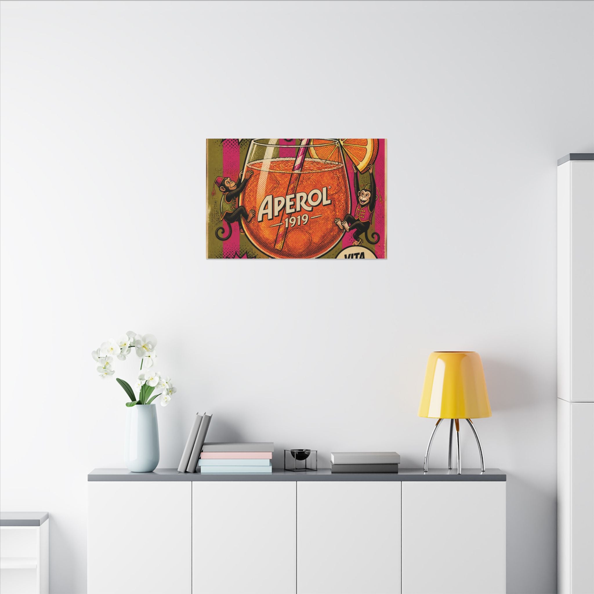 Aperol Spritz Monkeys Wall Art Canvas 16×20 Pop Art Living Room Decor Maximalist Print