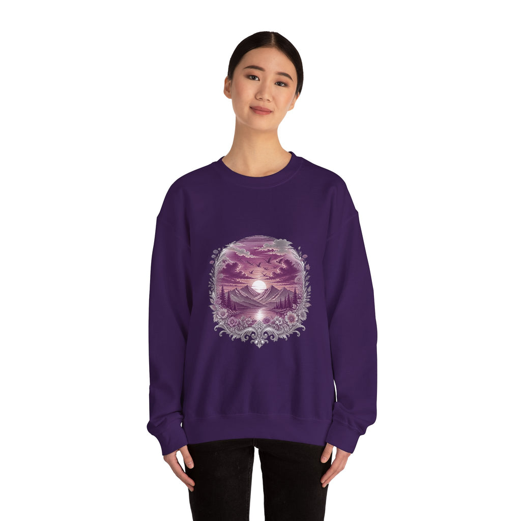 Matching Couple Sweatshirt - Sunrise & Sunset Matching Couple Premium Fleece Sweatshirt Vintage Art His Hers Honeymoon Gift - Design B
