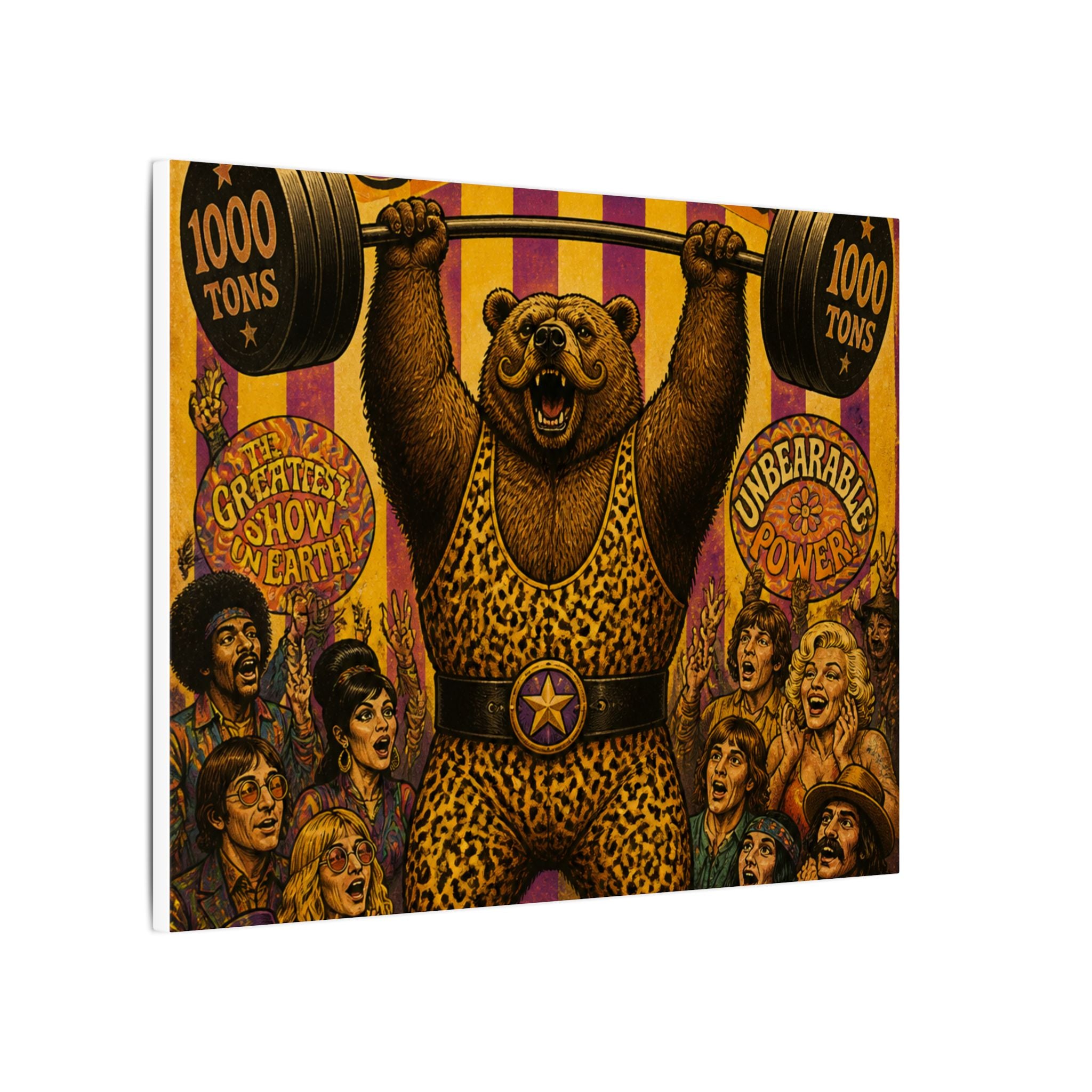 Strongman Bear Wall Art Canvas 16×20 Psychedelic Cafe Decor Maximalist Print