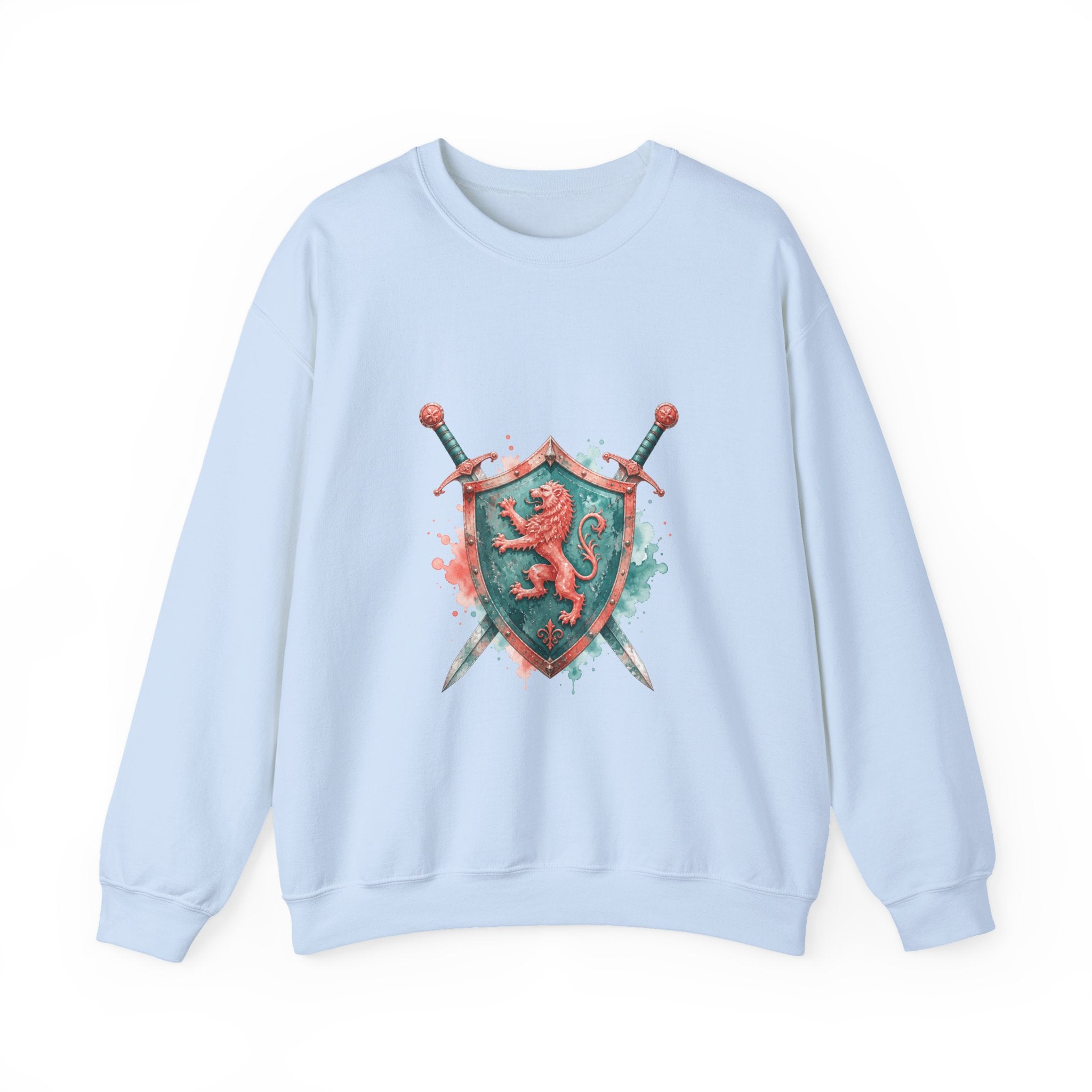 Matching Couple Sweatshirt - Crown & Shield Matching Couple Comfort Colors Crew Watercolor Art His Hers Birthday Gift - Design B