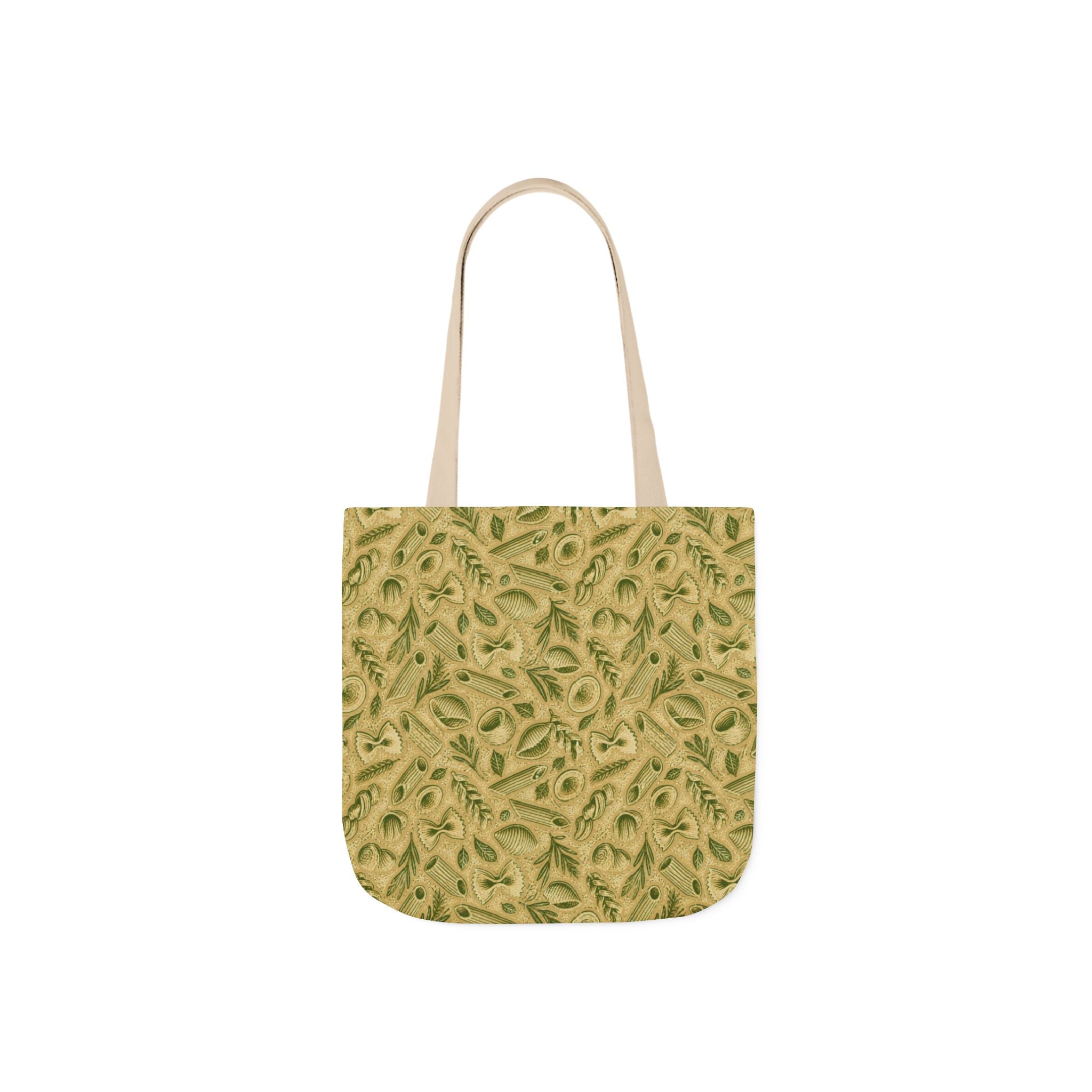 Italian Pasta Shapes Canvas Tote Bag Mediterranean Kitchen Linocut Design Italian Cottagecore Gift