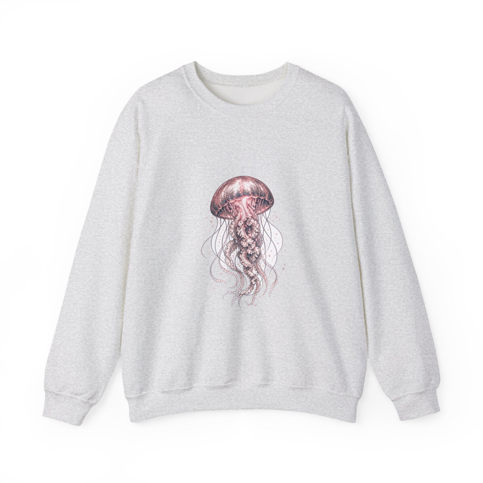 Matching Couple Sweatshirt - Octopus & Jellyfish Matching Couple Crewneck Sweatshirt Hand-Drawn Art His Hers Best Friend Gift - Design B