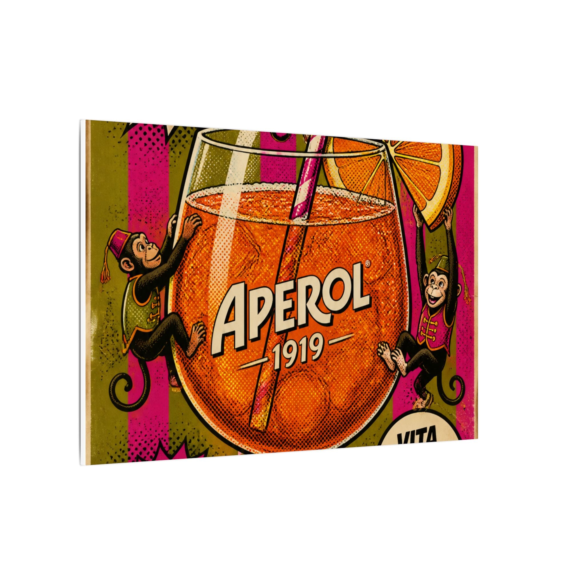 Aperol Spritz Monkeys Wall Art Canvas 16×20 Pop Art Living Room Decor Maximalist Print