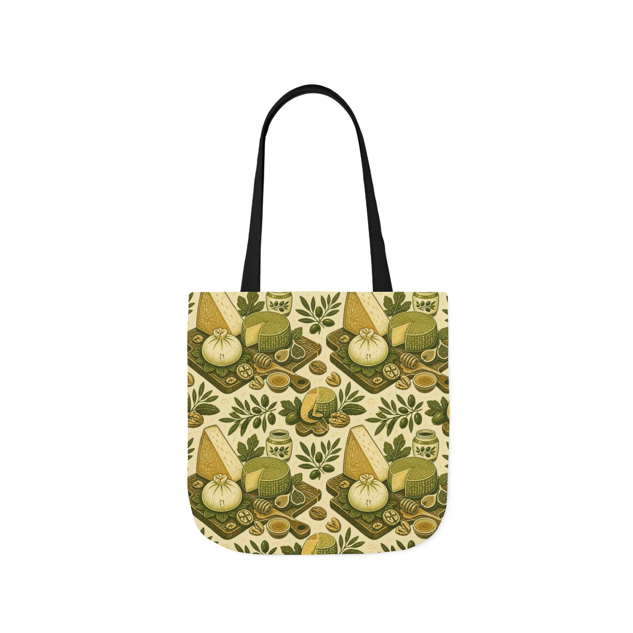 Italian Cheese Board Canvas Tote Bag Mediterranean Kitchen Linocut Design Italian Cottagecore Gift
