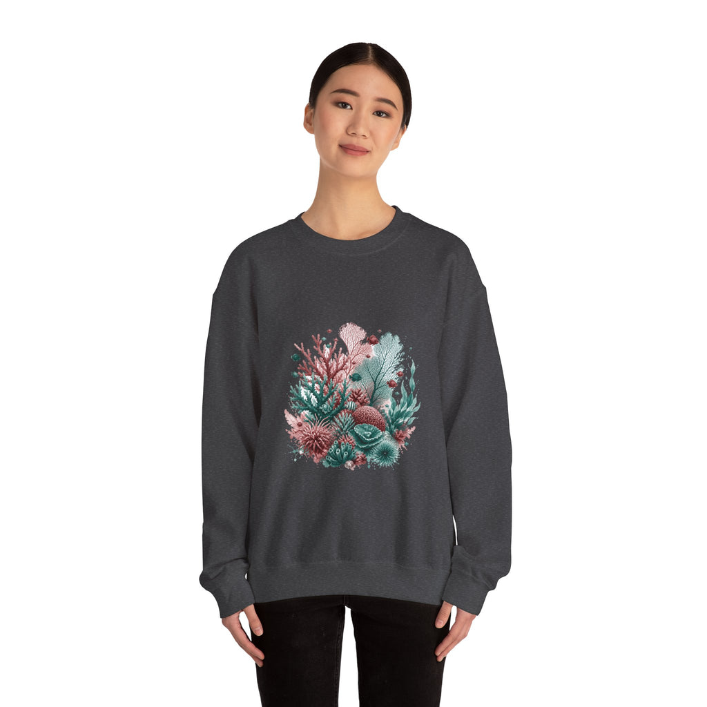 Matching Couple Sweatshirt - Coral Reef & Deep Sea Matching Couple Premium Fleece Sweatshirt Watercolor Art His Hers Birthday Gift - Design A