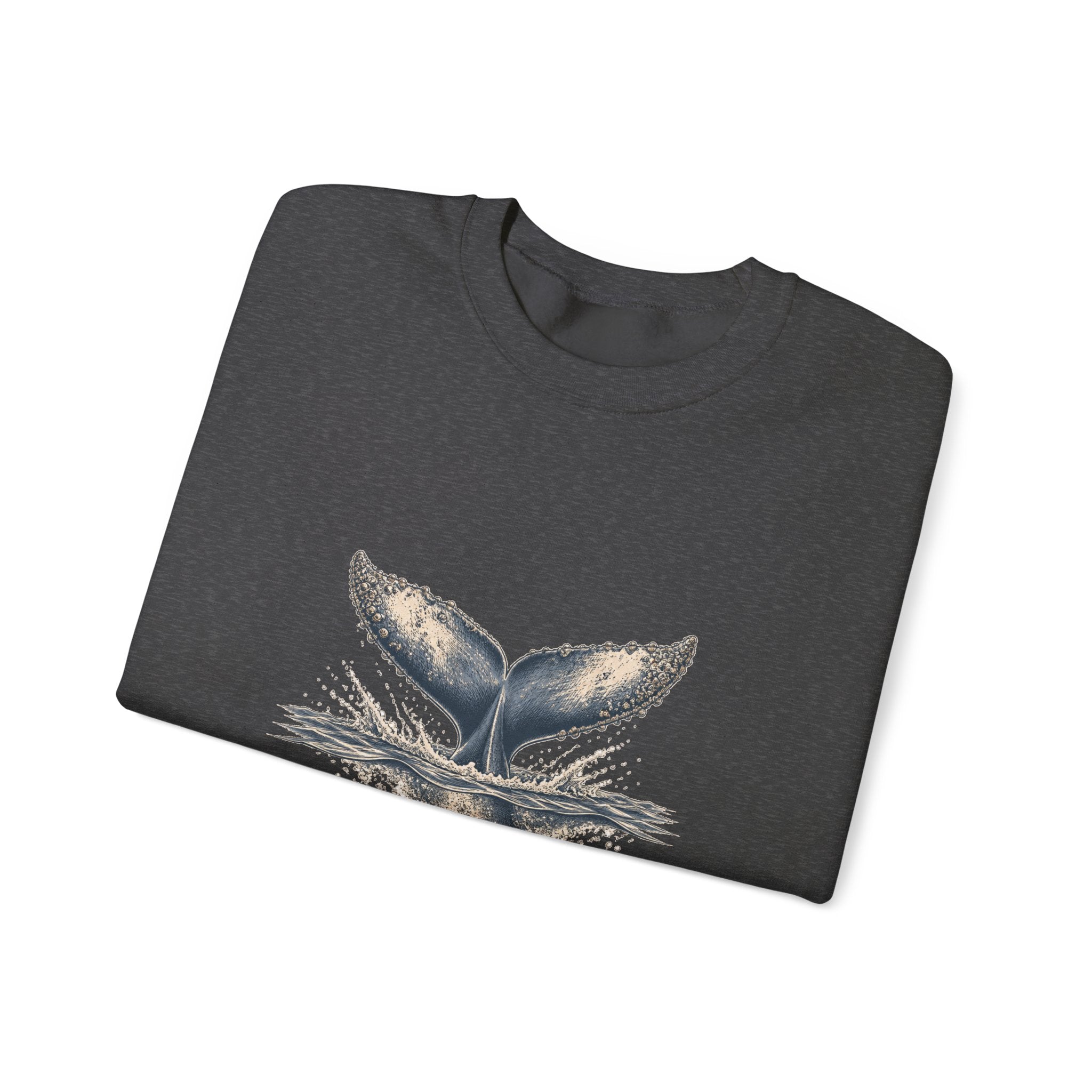 Matching Couple Sweatshirt - Eagle & Whale Matching Couple Crewneck Sweatshirt Hand-Drawn Art His Hers Best Friend Gift - Design B