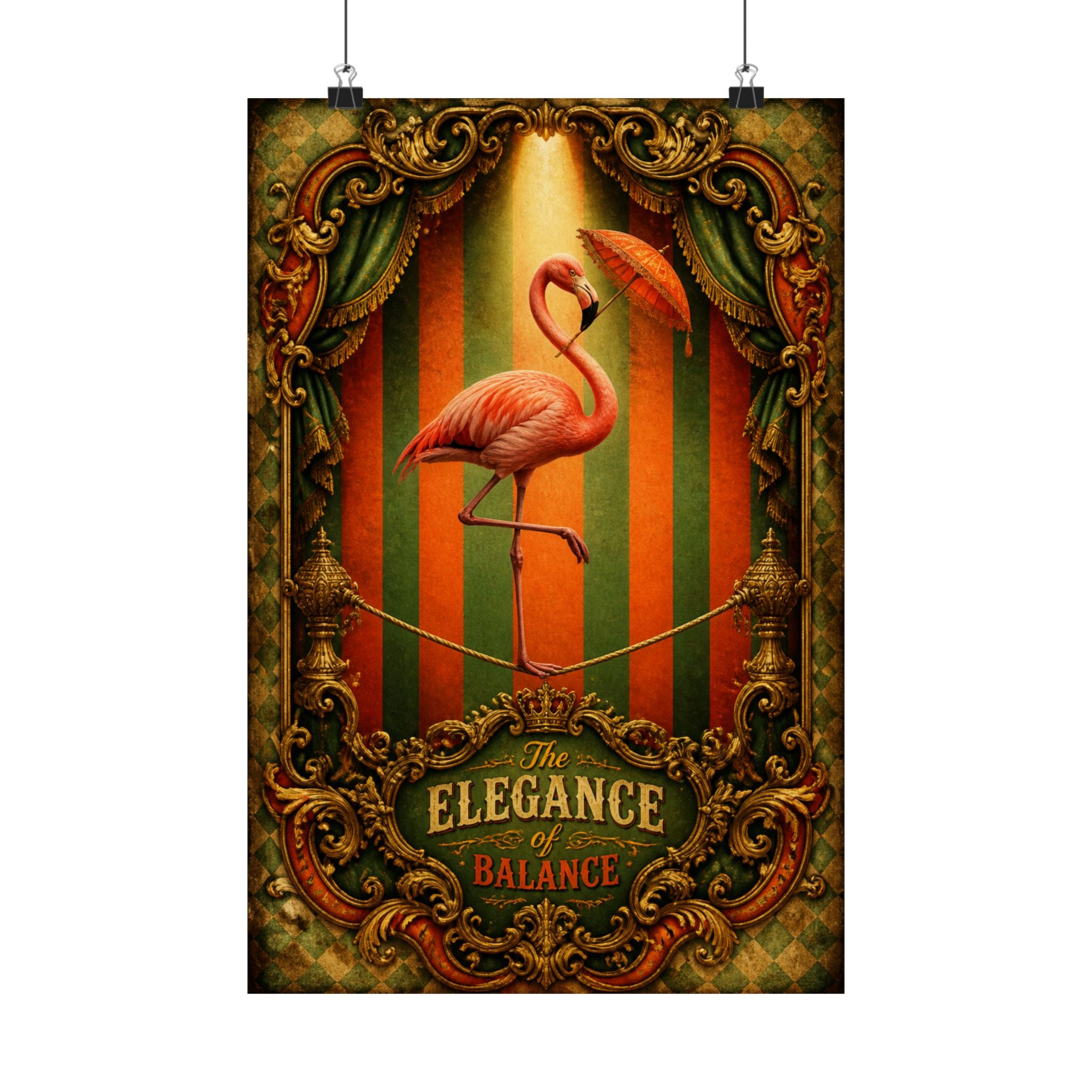 Flamingo Tightrope Wall Art Poster 18×24 Baroque Home Office Decor Maximalist Print