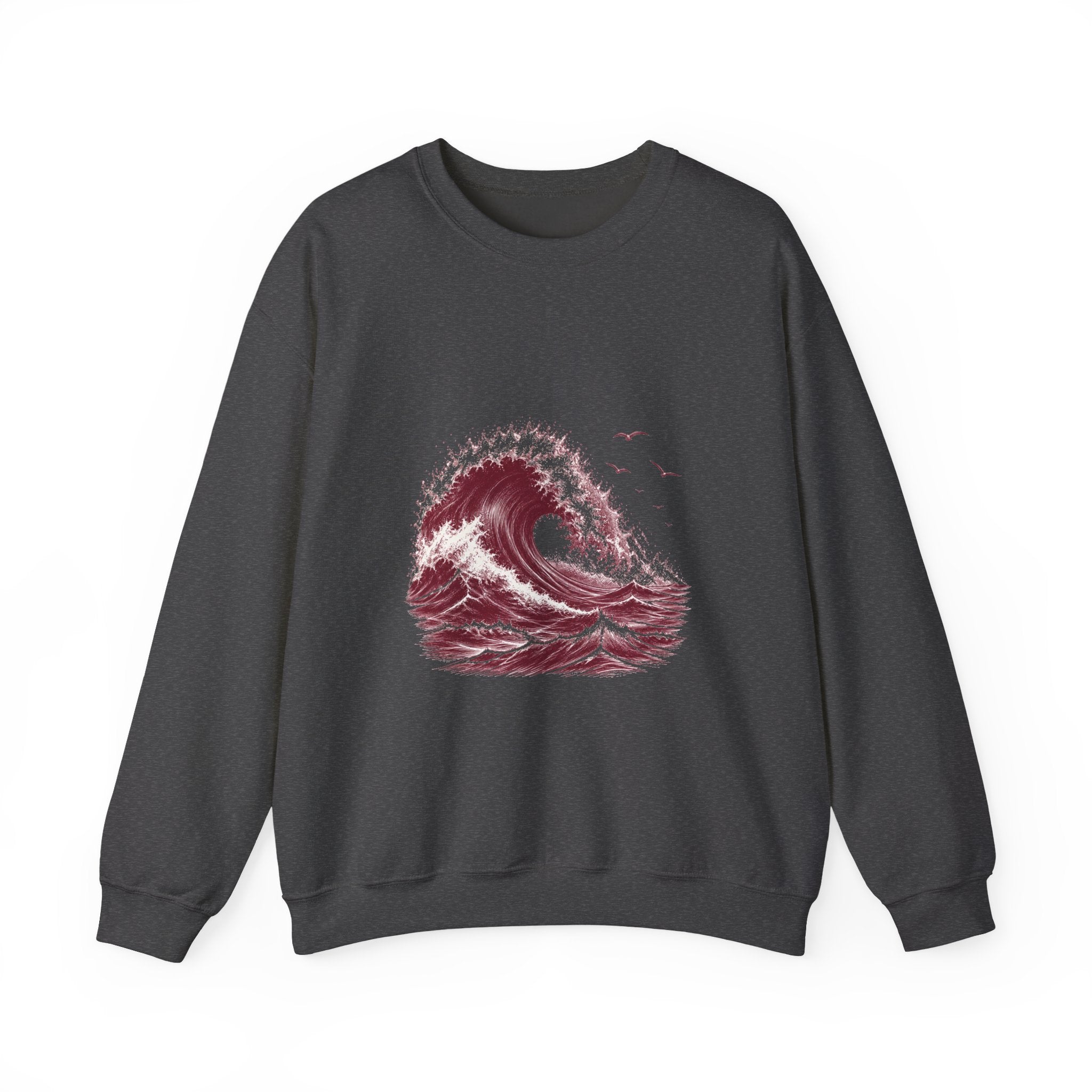 Matching Couple Sweatshirt - Mountain & Ocean Matching Couple Crewneck Sweatshirt Hand-Drawn Art His Hers Best Friend Gift - Design B