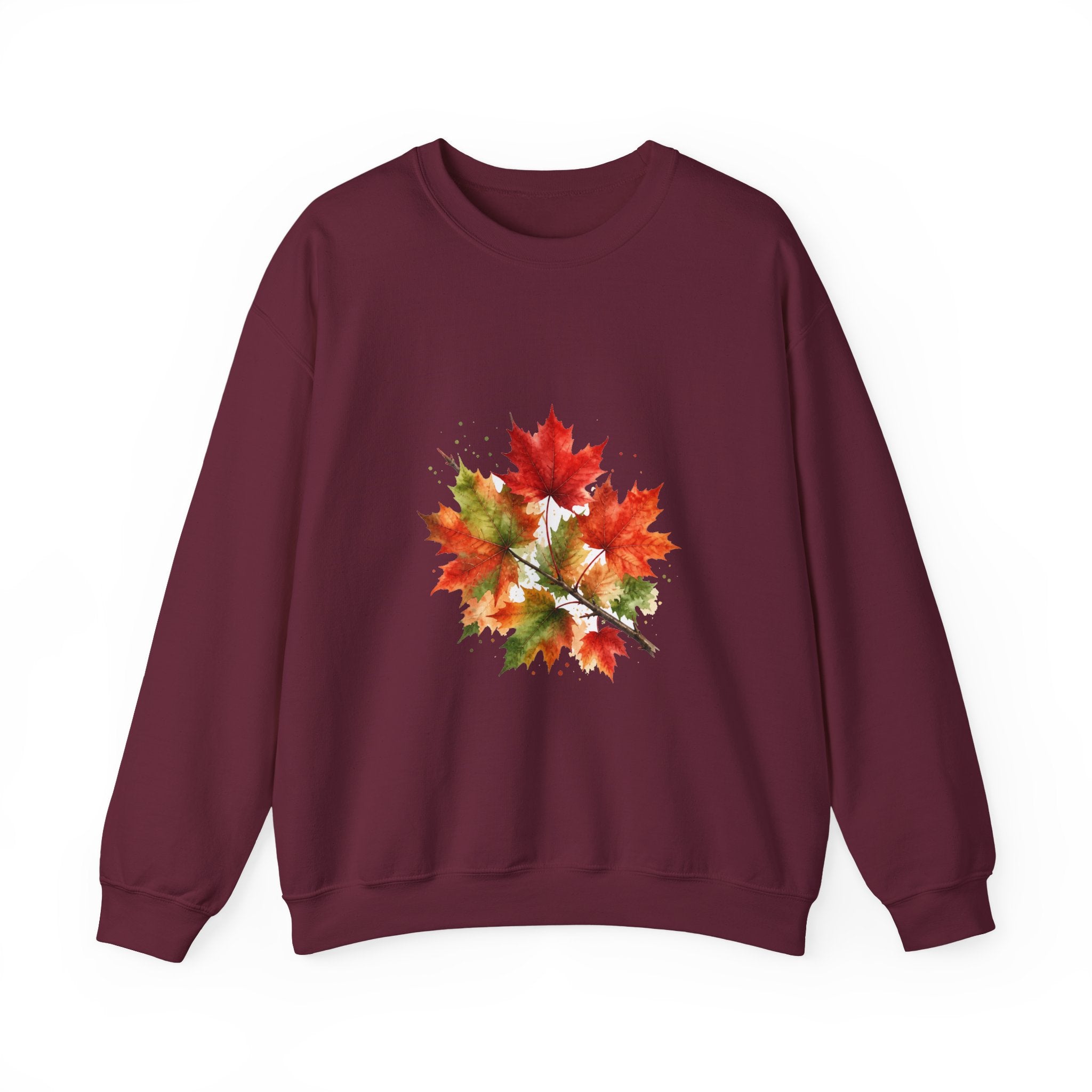 Matching Couple Sweatshirt - Cherry Blossom & Maple Leaf Matching Couple Comfort Colors Crew Watercolor Art His Hers Birthday Gift - Design B