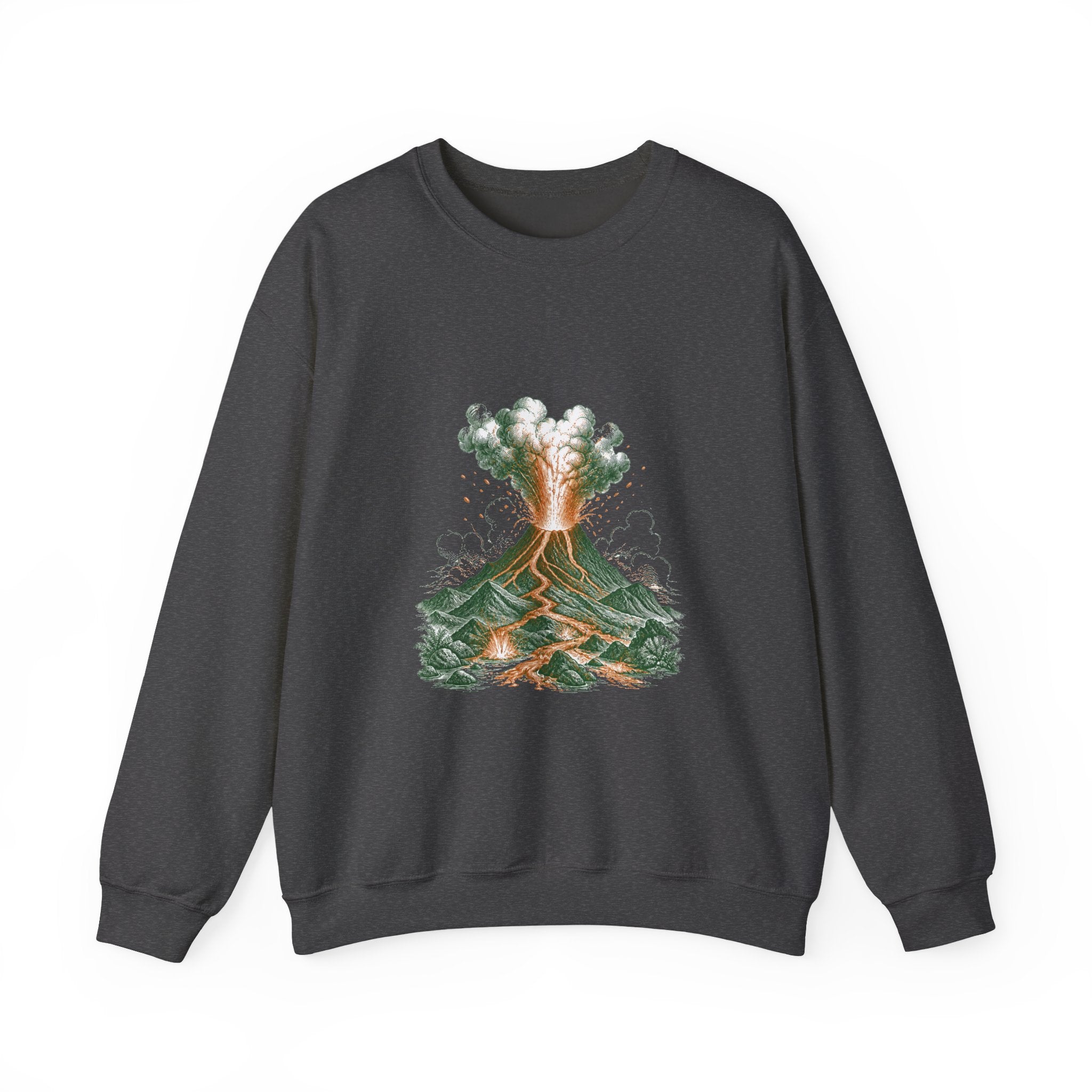 Matching Couple Sweatshirt - Volcano & Glacier Matching Couple Crewneck Sweatshirt Vintage Art His Hers Wedding Gift - Design A
