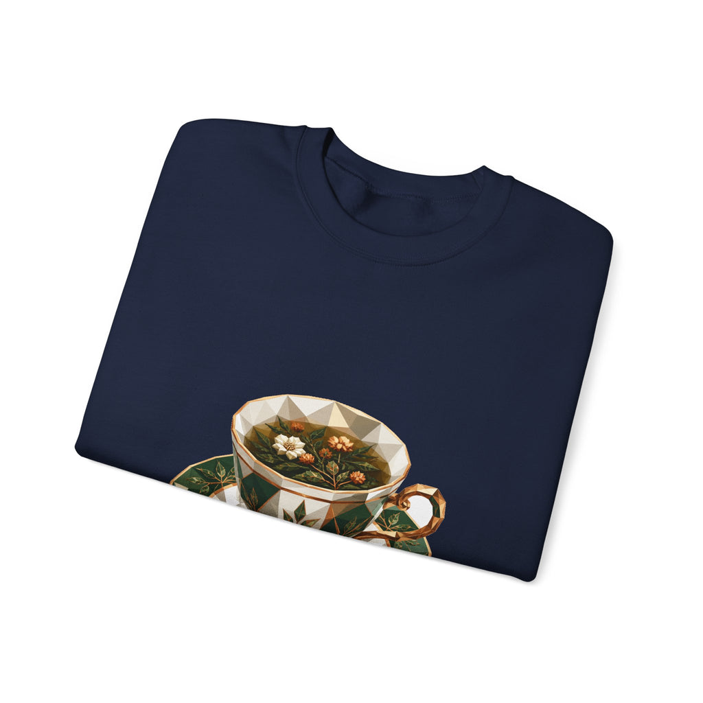 Matching Couple Sweatshirt - Coffee & Tea Matching Couple Crewneck Sweatshirt Geometric Art His Hers Couple Gift - Design B