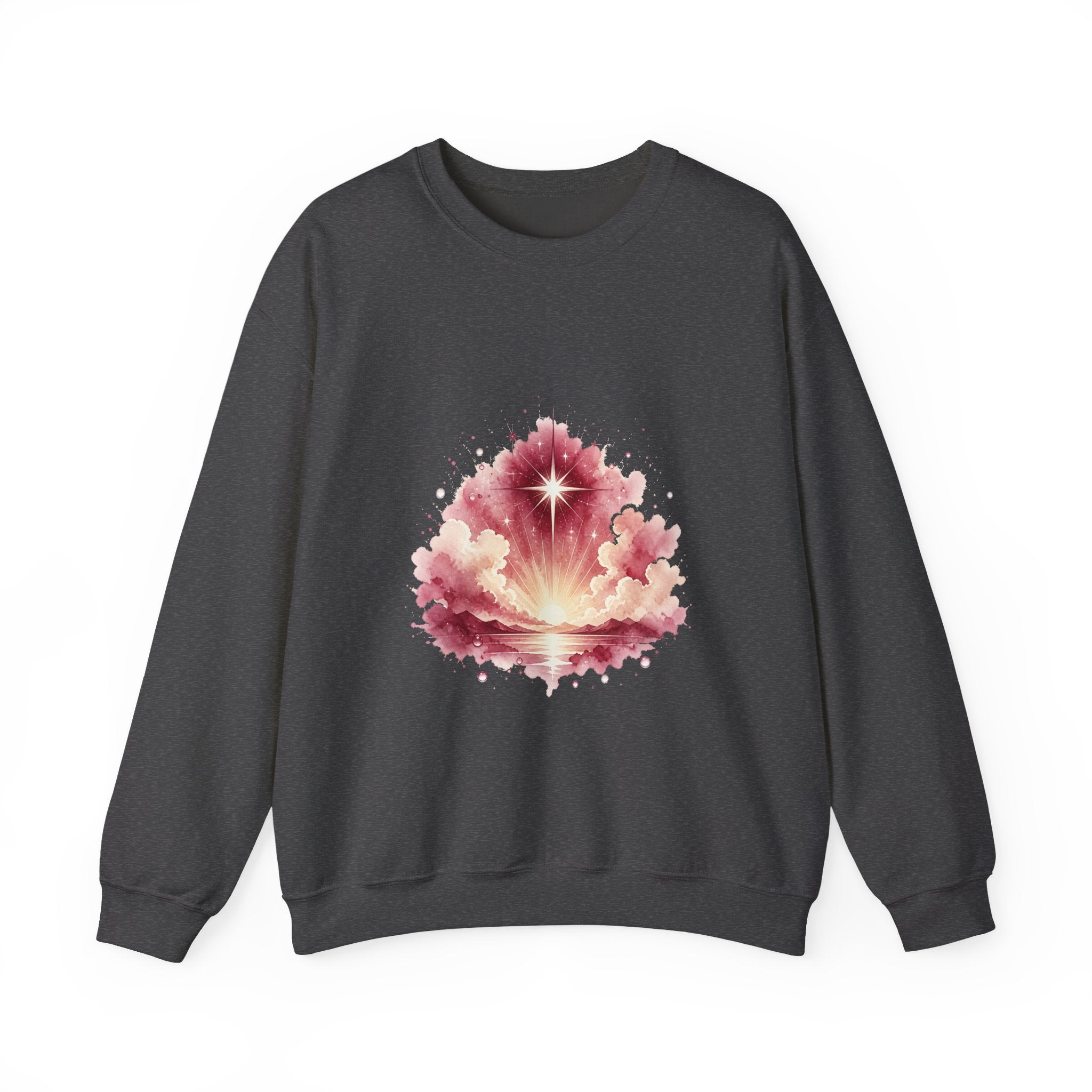 Matching Couple Sweatshirt - Evening & Morning Star Matching Couple Crewneck Sweatshirt Watercolor Art His Hers Engagement Gift - Design B