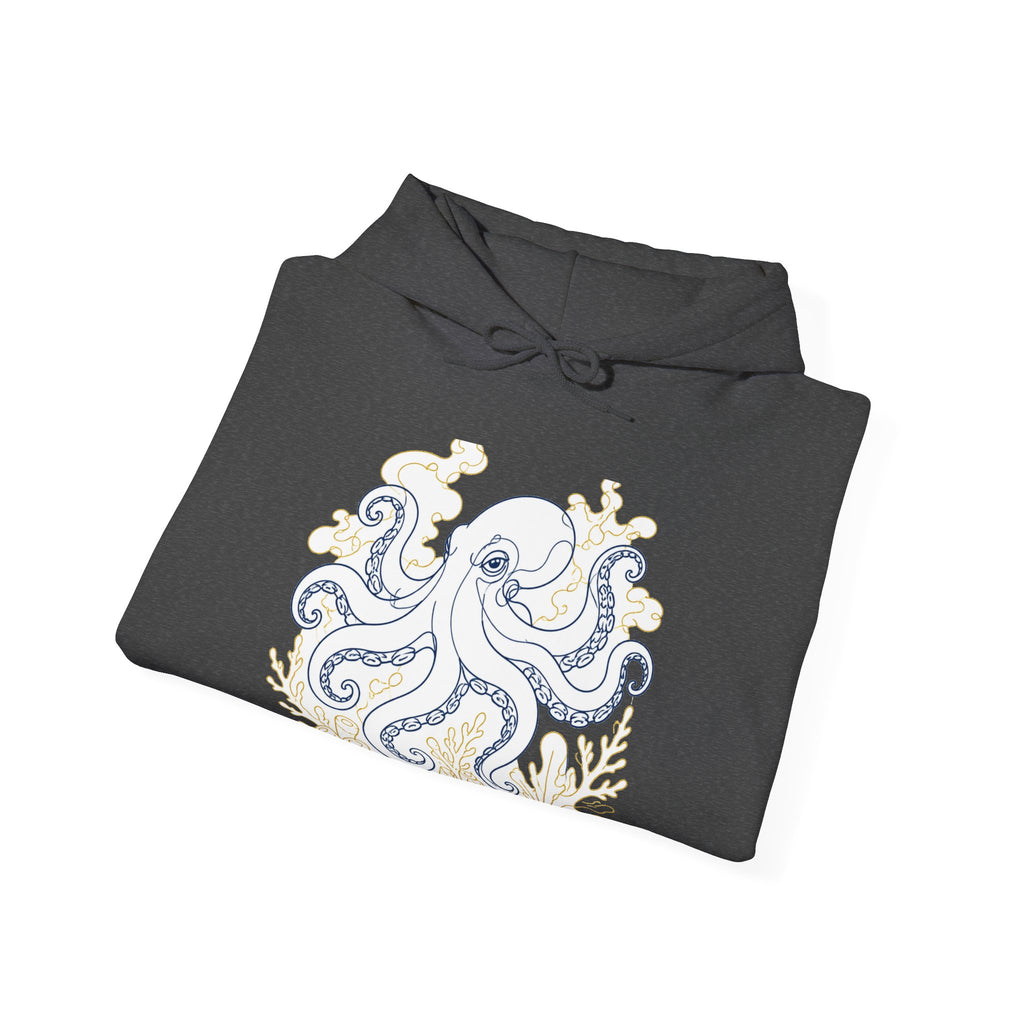 Matching Couple Sweatshirt - Octopus & Jellyfish Matching Couple Hooded Sweatshirt Minimalist Art His Hers Valentine Gift - Design A