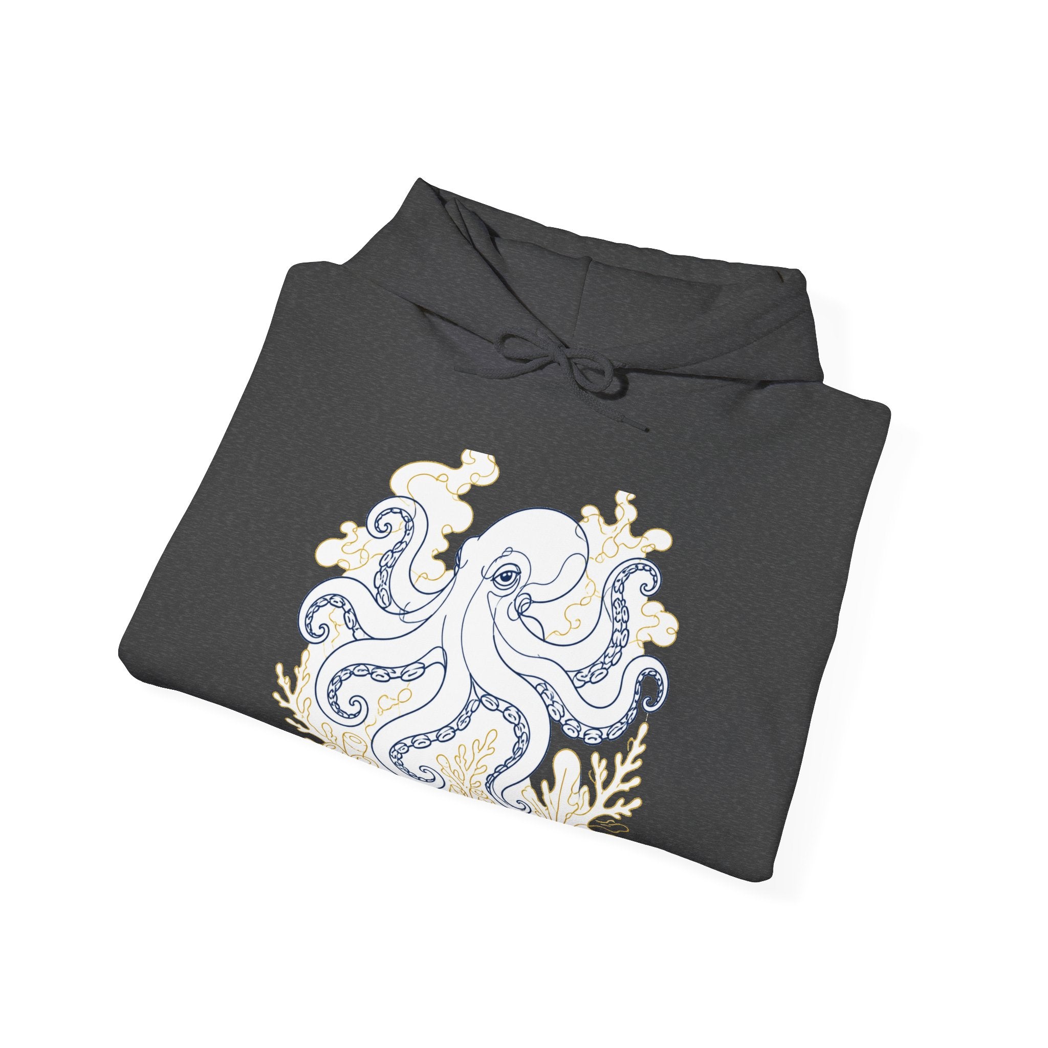 Matching Couple Sweatshirt - Octopus & Jellyfish Matching Couple Hooded Sweatshirt Minimalist Art His Hers Valentine Gift - Design A