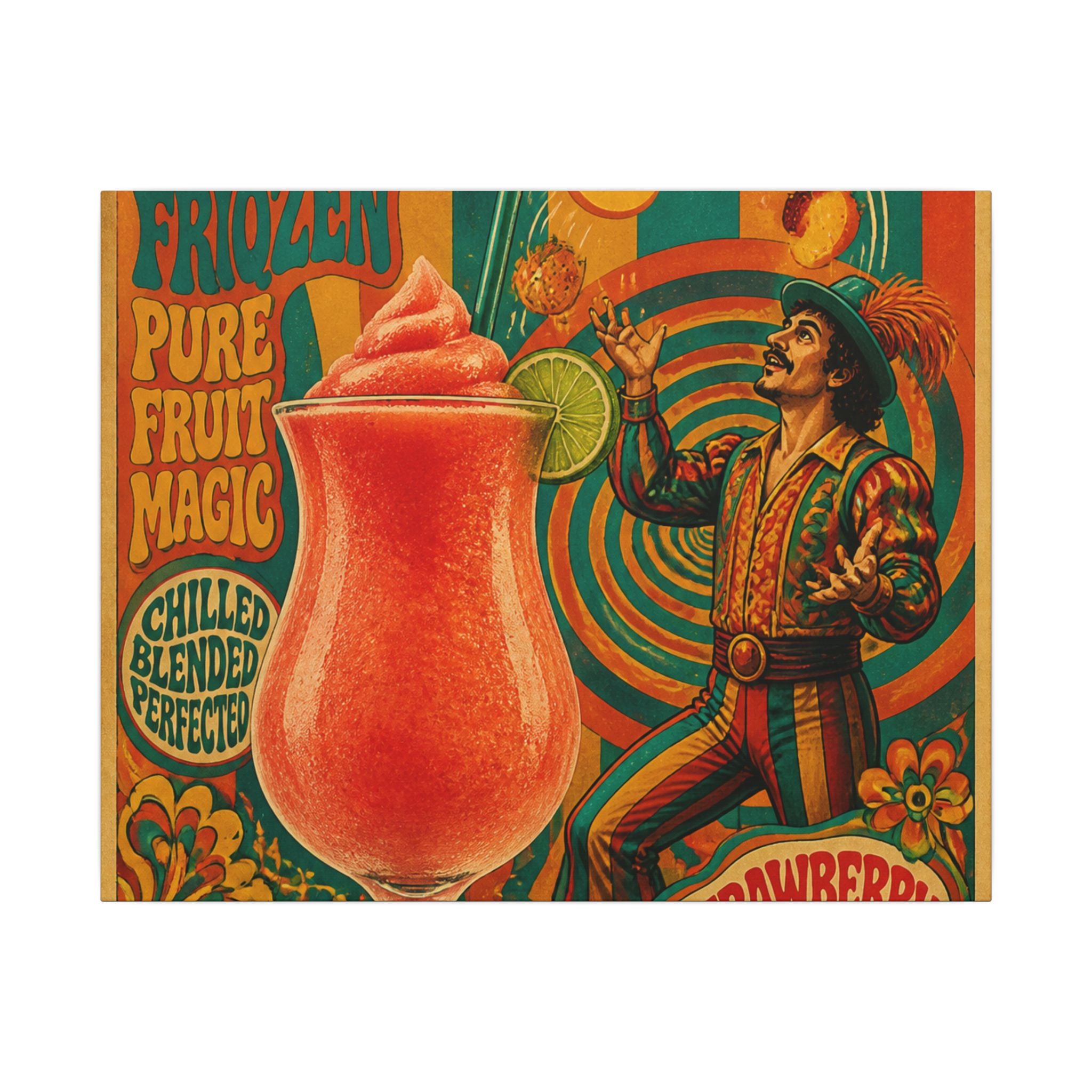 Daiquiri Fruit Juggler Wall Art Canvas 16×20 Psychedelic Cafe Decor Maximalist Print