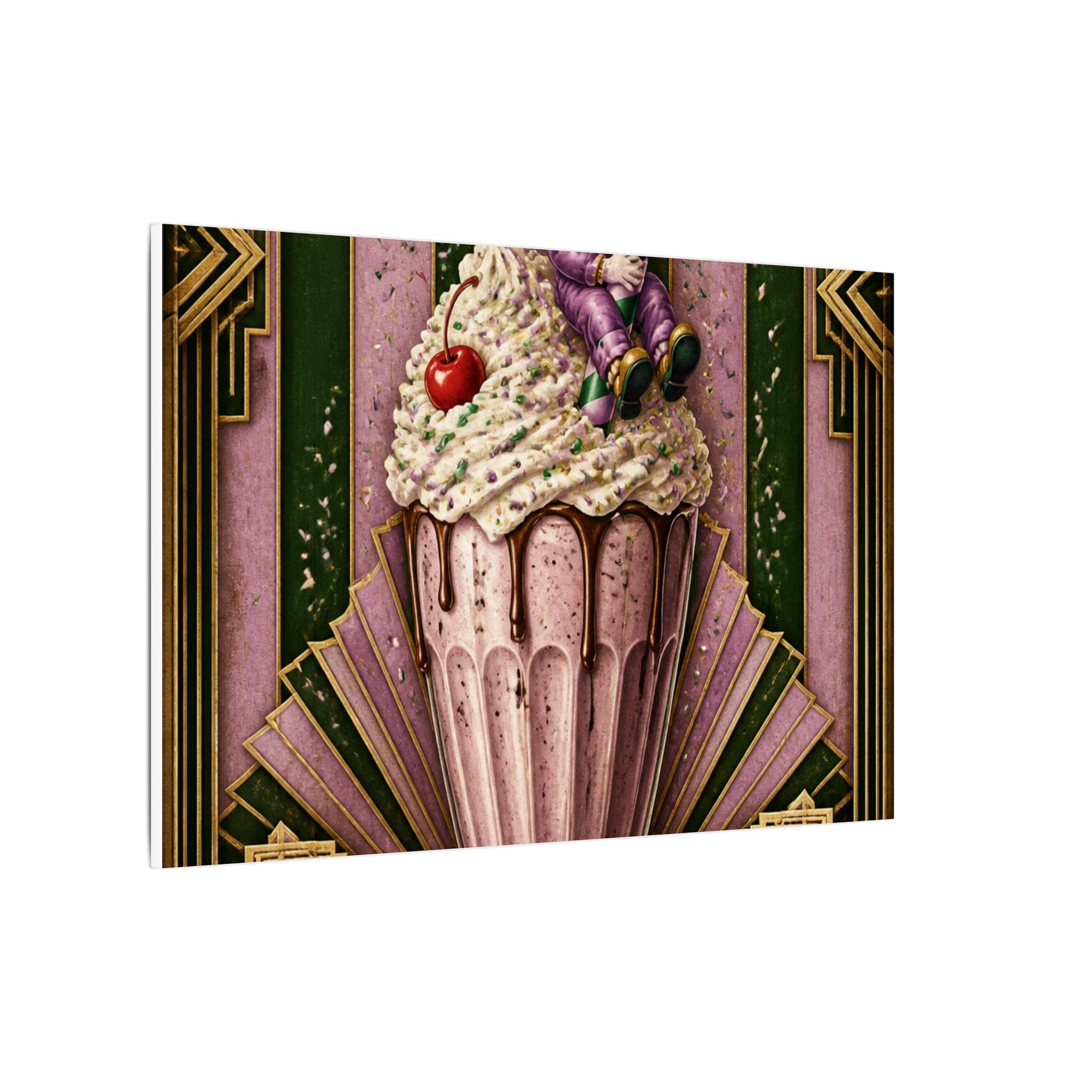 Milkshake Slide Clown Wall Art Canvas 16×20 Art Deco Entryway Decor Maximalist Print