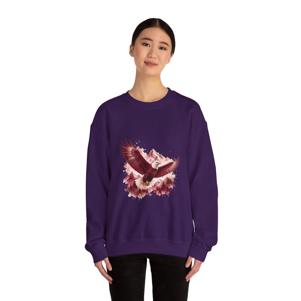 Matching Couple Sweatshirt - Eagle & Whale Matching Couple Crewneck Sweatshirt Watercolor Art His Hers Engagement Gift - Design A