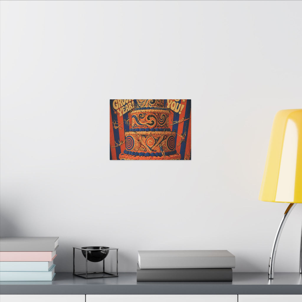 Birthday Cake Trapeze Wall Art Canvas 24×36 Psychedelic Dining Room Decor Maximalist Print