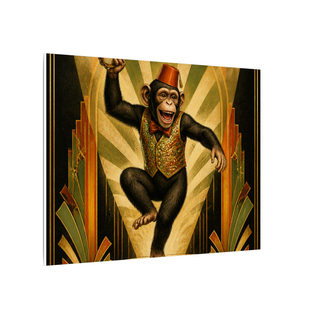 Dancing Monkey Wall Art Canvas 16×20 Art Deco Entryway Decor Maximalist Print